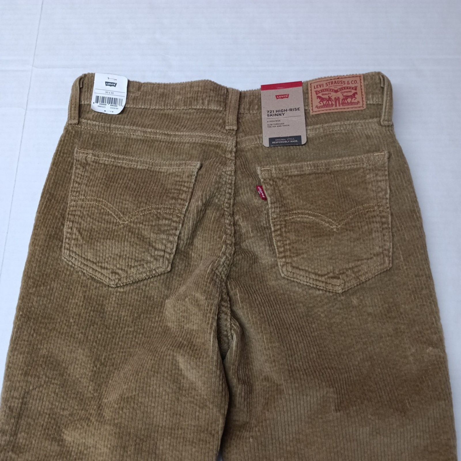 Levi's Levis 721 Corduroy Pants Womens 30x30 Brown Skinny IRREGULAR Size 30" / US 8 / IT 44 - 8 Thumbnail