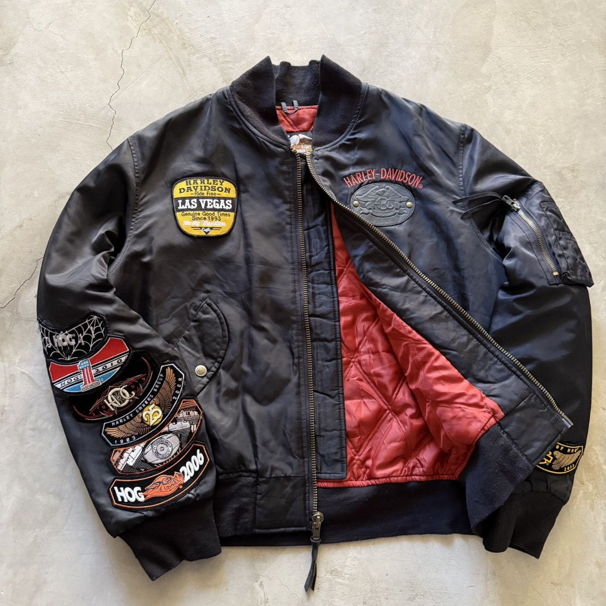 Harley Davidson Vintage Harley Davidson Owners Group(HOG) MA-1 Bomber Jacket Size US L / EU 52-54 / 3 - 2 Thumbnail