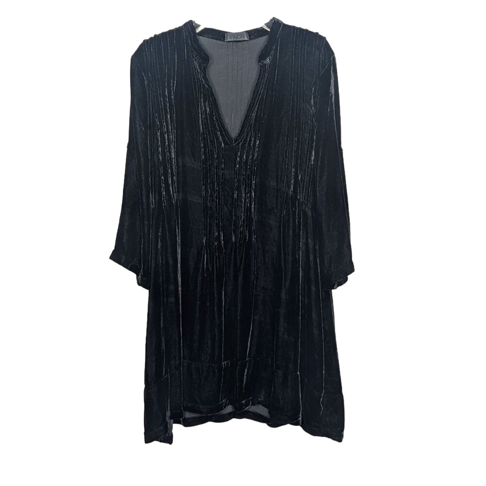 CP Shades CP Shades Black Velvet Oversized Regina Tunic Dress V-Neck Size S / US 4 / IT 40 - 1 Thumbnail