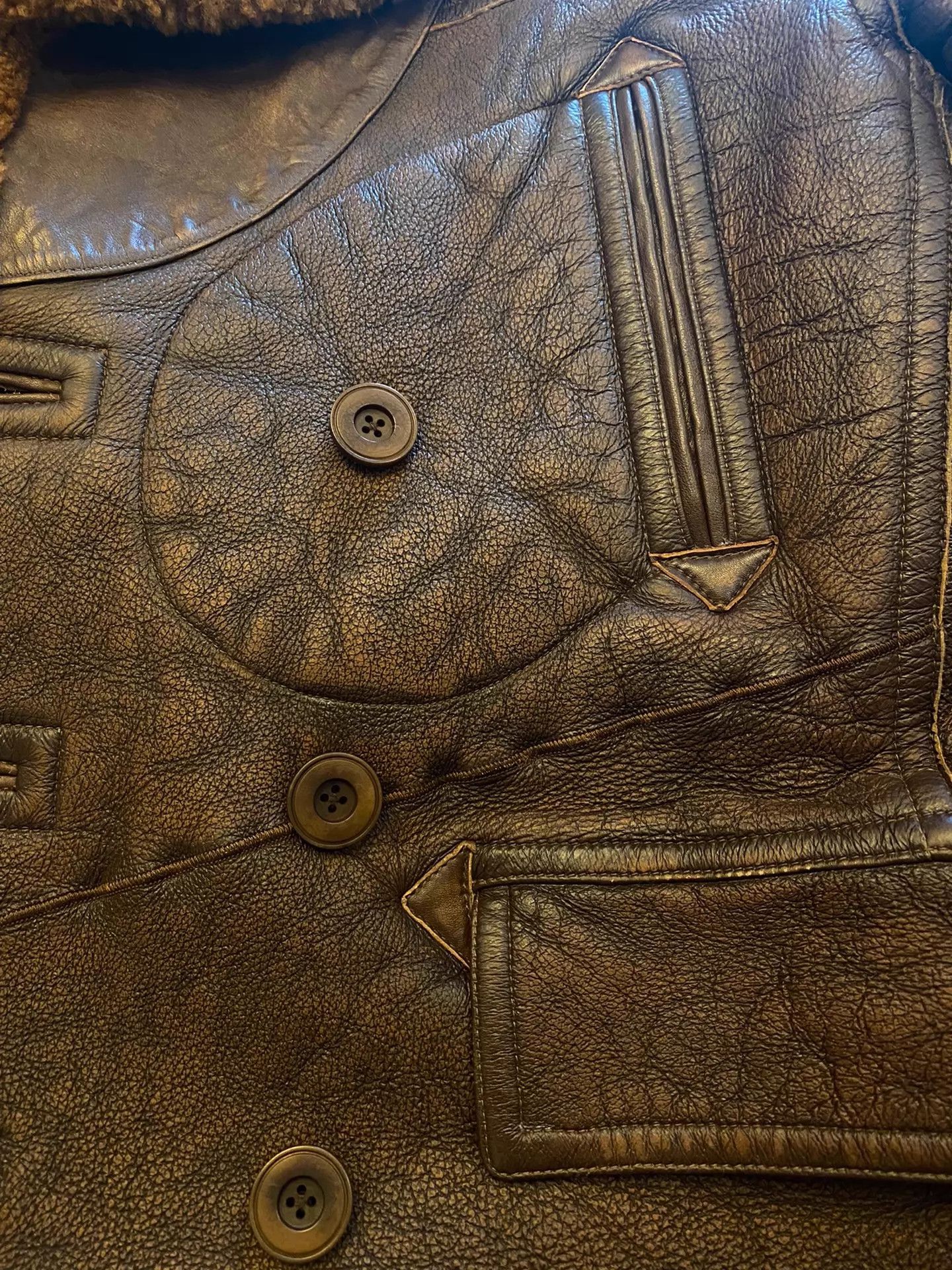 RRL Ralph Lauren RRL Farmer Heavy Distressed Caviar Leather Jacket Size US M / EU 48-50 / 2 - 6 Thumbnail