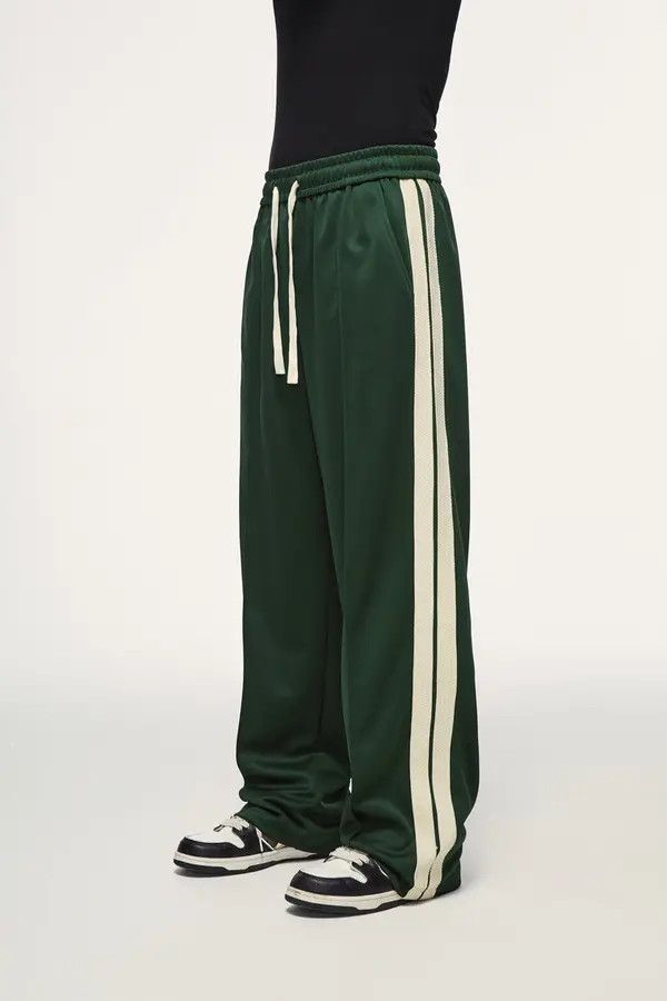 VIBE Vintage Green Striped Track Pants Size US 27 - 1 Thumbnail