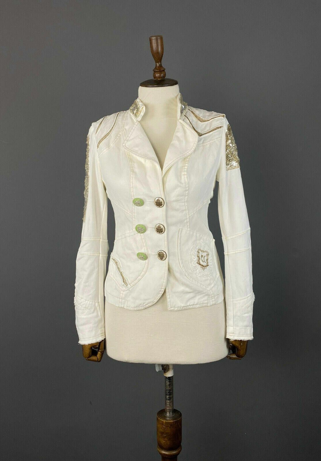Designer Elisa Cavaletti Sono Italiano White Breasted Jacket XS S Size XS / US 0-2 / IT 36-38 - 1 Thumbnail