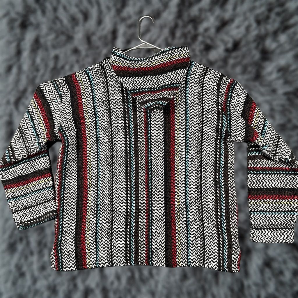 KangaROOS Baja Joe Hoodie Mens XL Black White Stripe Pullover Kangaroo Pocket Multicolor Accent Size US XL / EU 56 / 4 - 1 Thumbnail