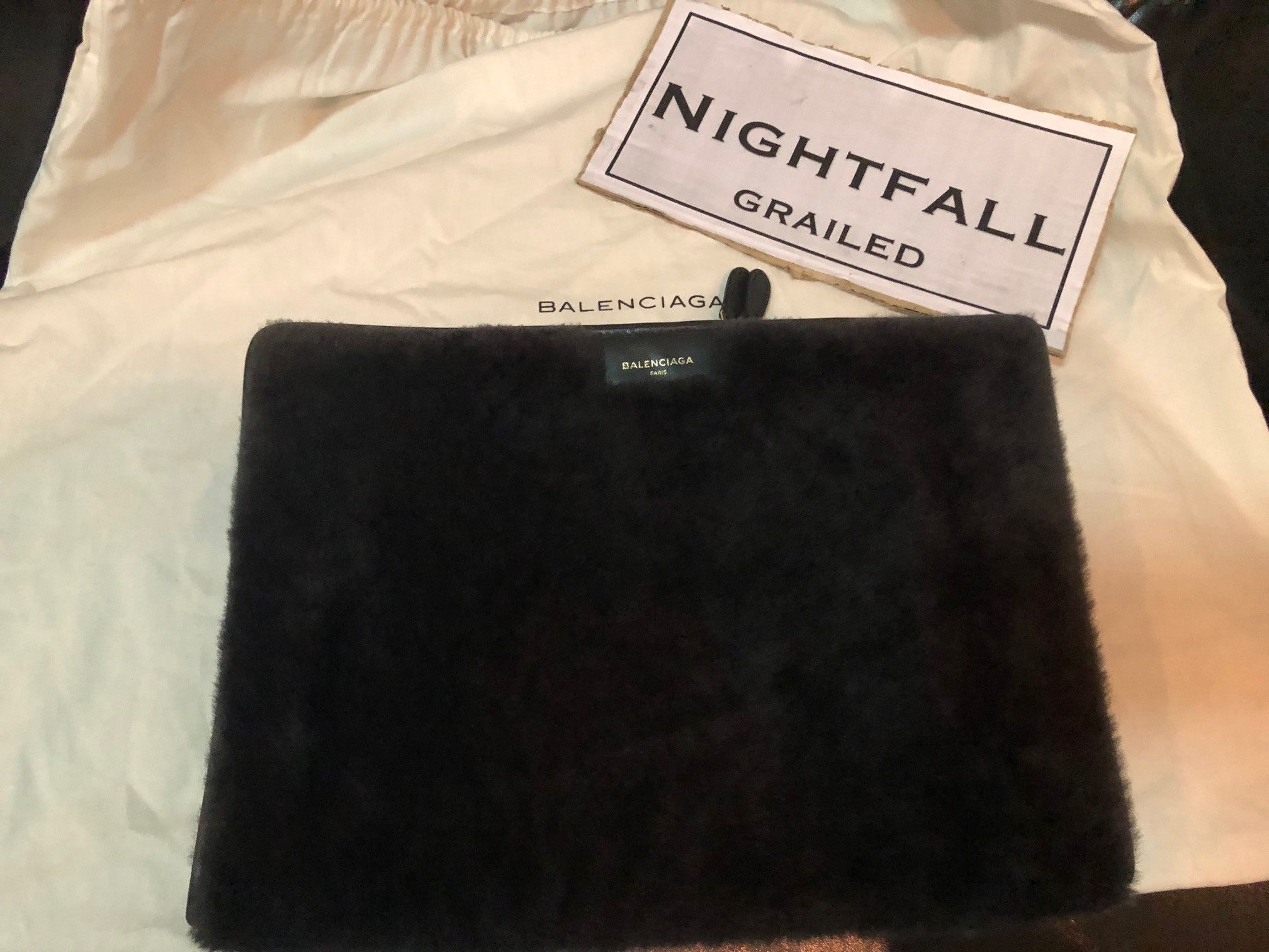 Balenciaga Balenciaga Bazar Shearling Pouch Size ONE SIZE - 4 Thumbnail