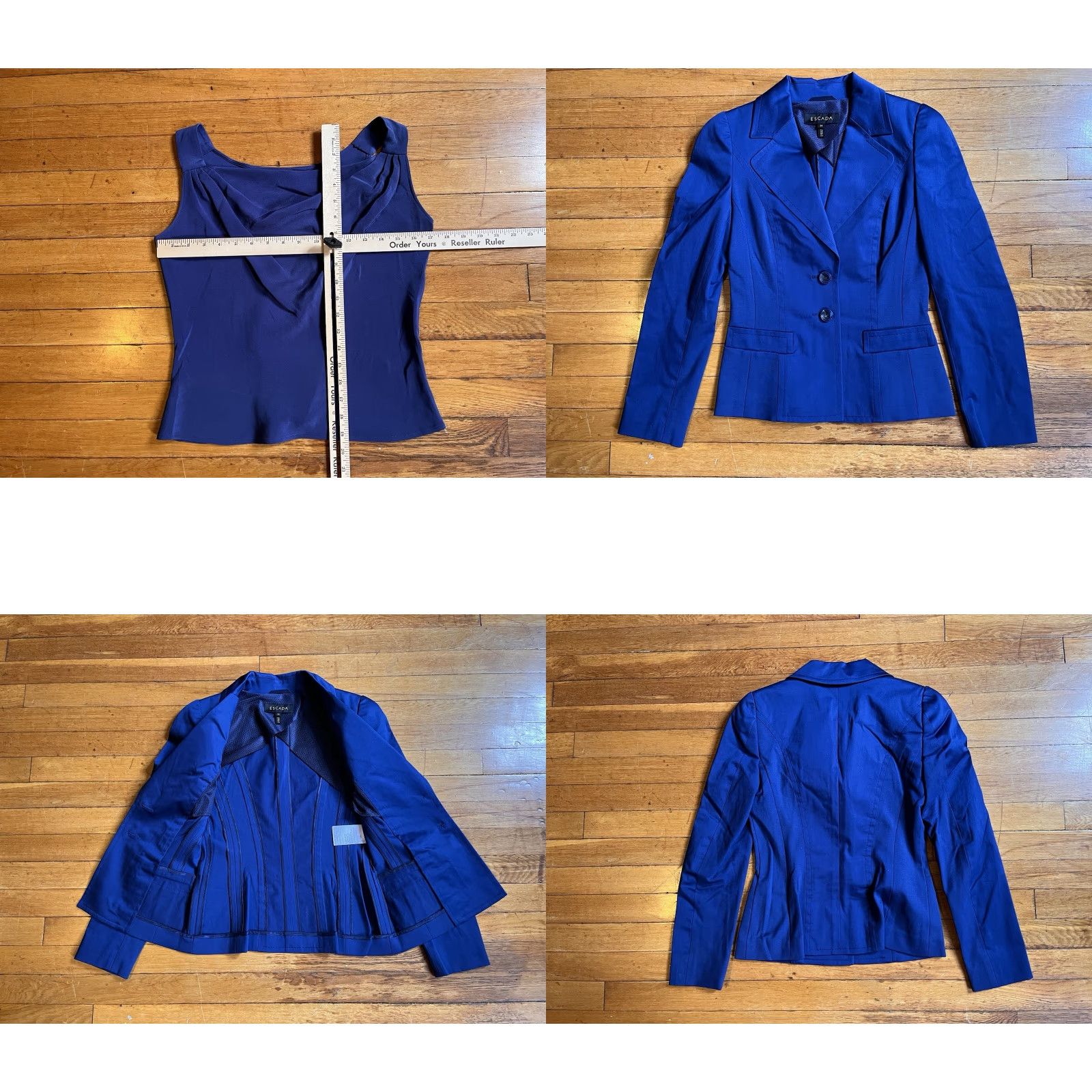 Escada VINTAGE Escada Skirt Suit Women’s 3 Piece Blazer Blouse Skirt Blue 34 Size 24" / US 00 / IT 34 - 9 Thumbnail