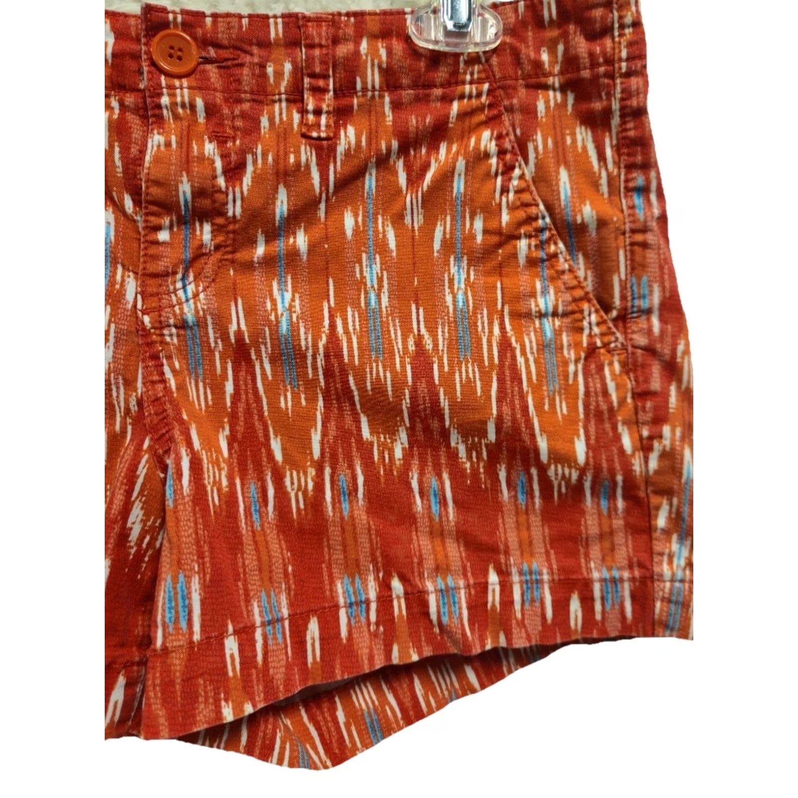 Calvin Klein Calvin Klein Jeans Chino Shorts Women’s Size 6 Orange Ikat Print Tribal Boho Size 28" / US 6 / IT 42 - 4 Thumbnail