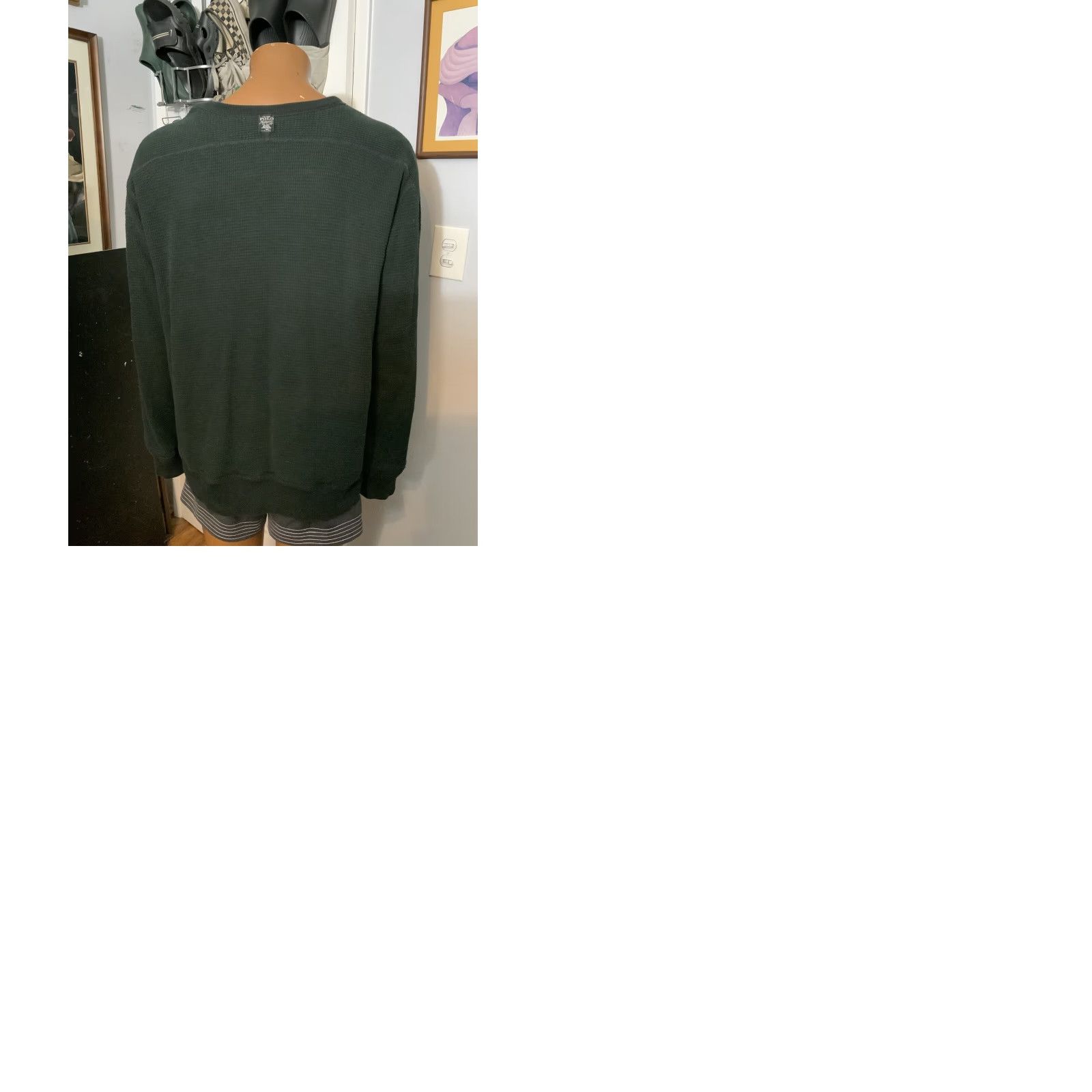 Polo Ralph Lauren Polo Ralph Lauren Reversible Waffle-Knit Thermal Pony Crewneck Sweatshirt Sz.XXL Mens Black Pullover Night Black/White Pony Logo, 2XL Size US XXL / EU 58 / 5 - 10 Thumbnail