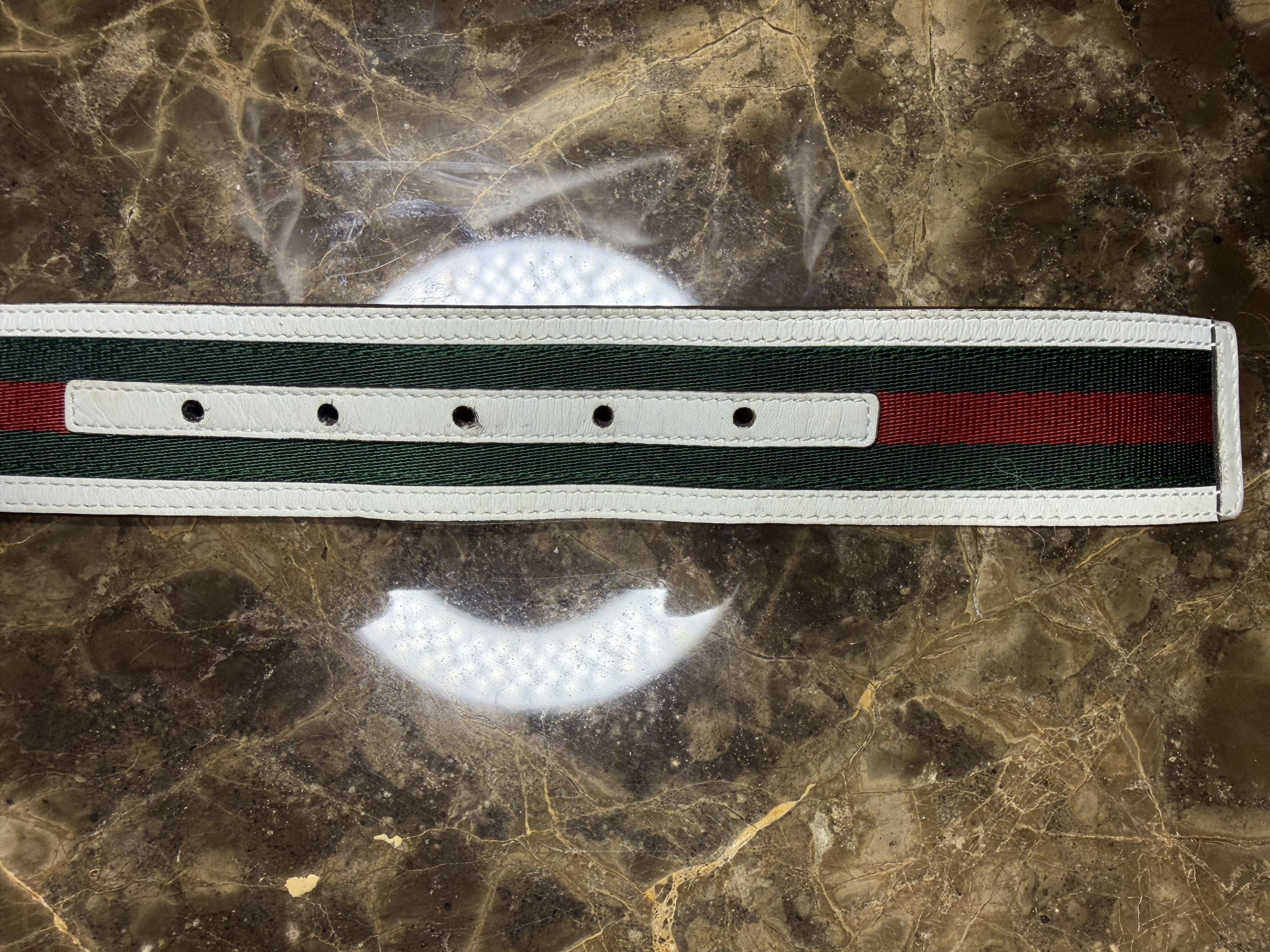 Gucci Gucci Interlocking G Belt, Stripes: White/Red/Green Size 36 - 10 Thumbnail