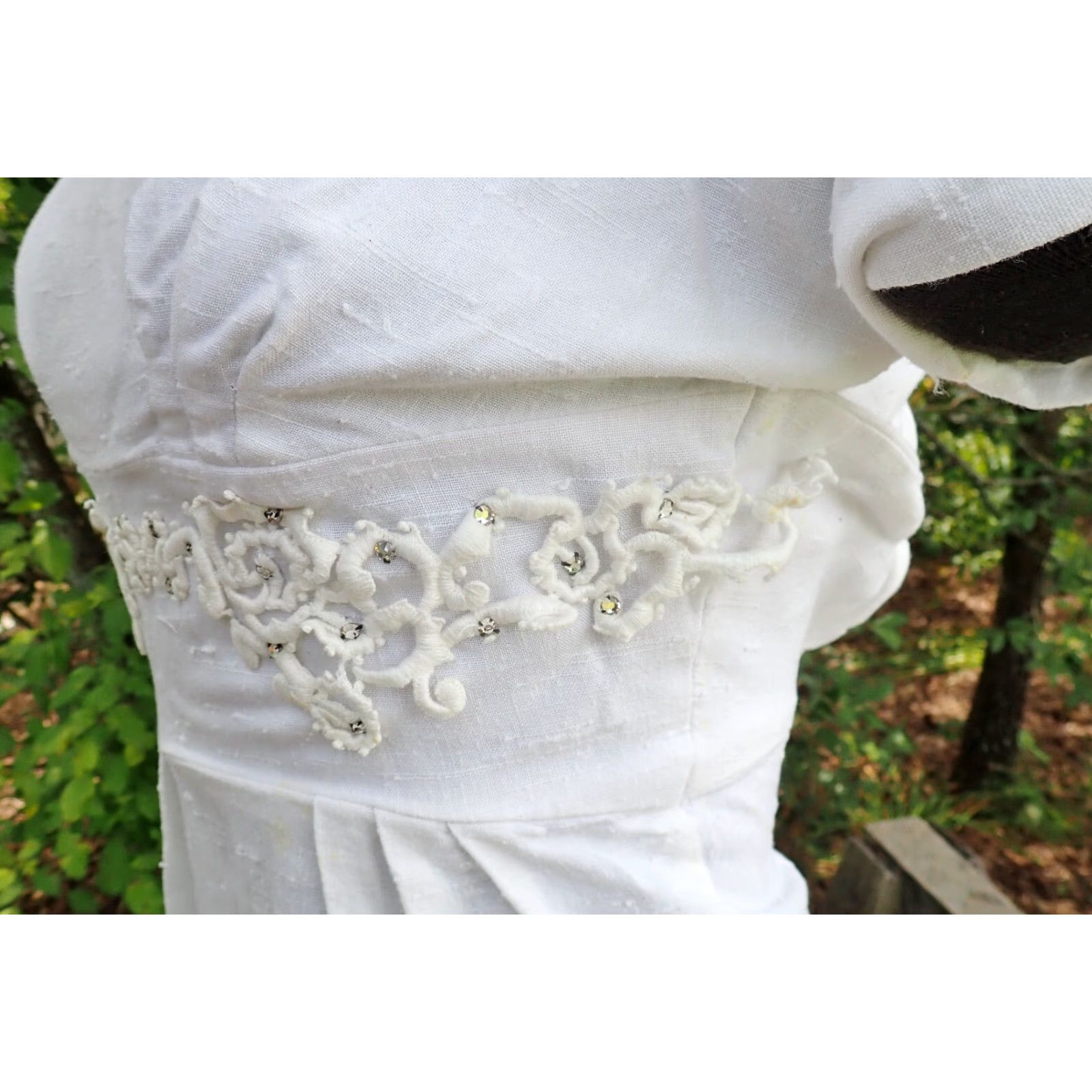 Vintage VINTAGE Parade White Dress S/S Women's XS/S Sheath Embroidered Bodice 1960s Rockabilly Dress Womens Size 4XL / US 24-26 - 7 Thumbnail