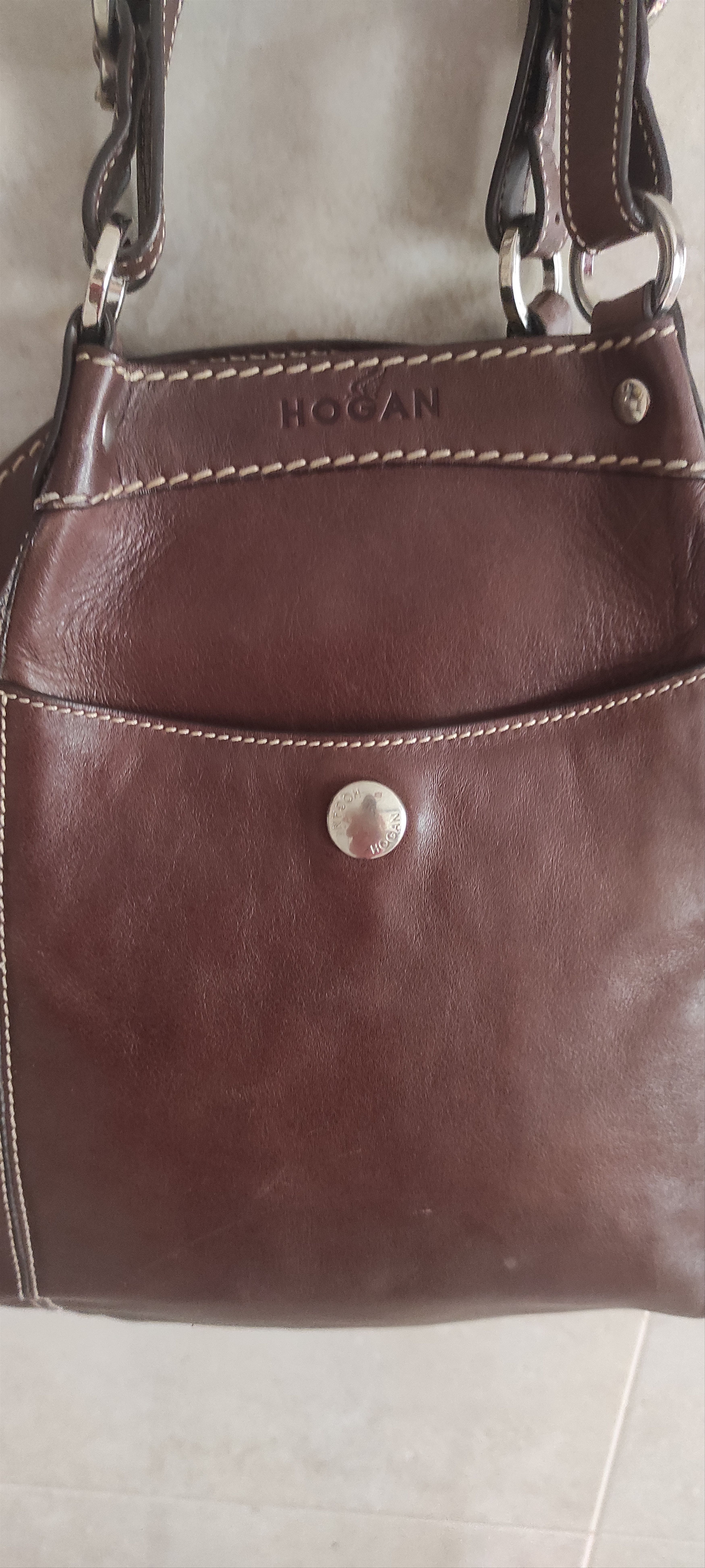 Hogan Hogan Vintage Cognac Brown Leather Shoulder Bag Made Italy Size ONE SIZE - 5 Thumbnail