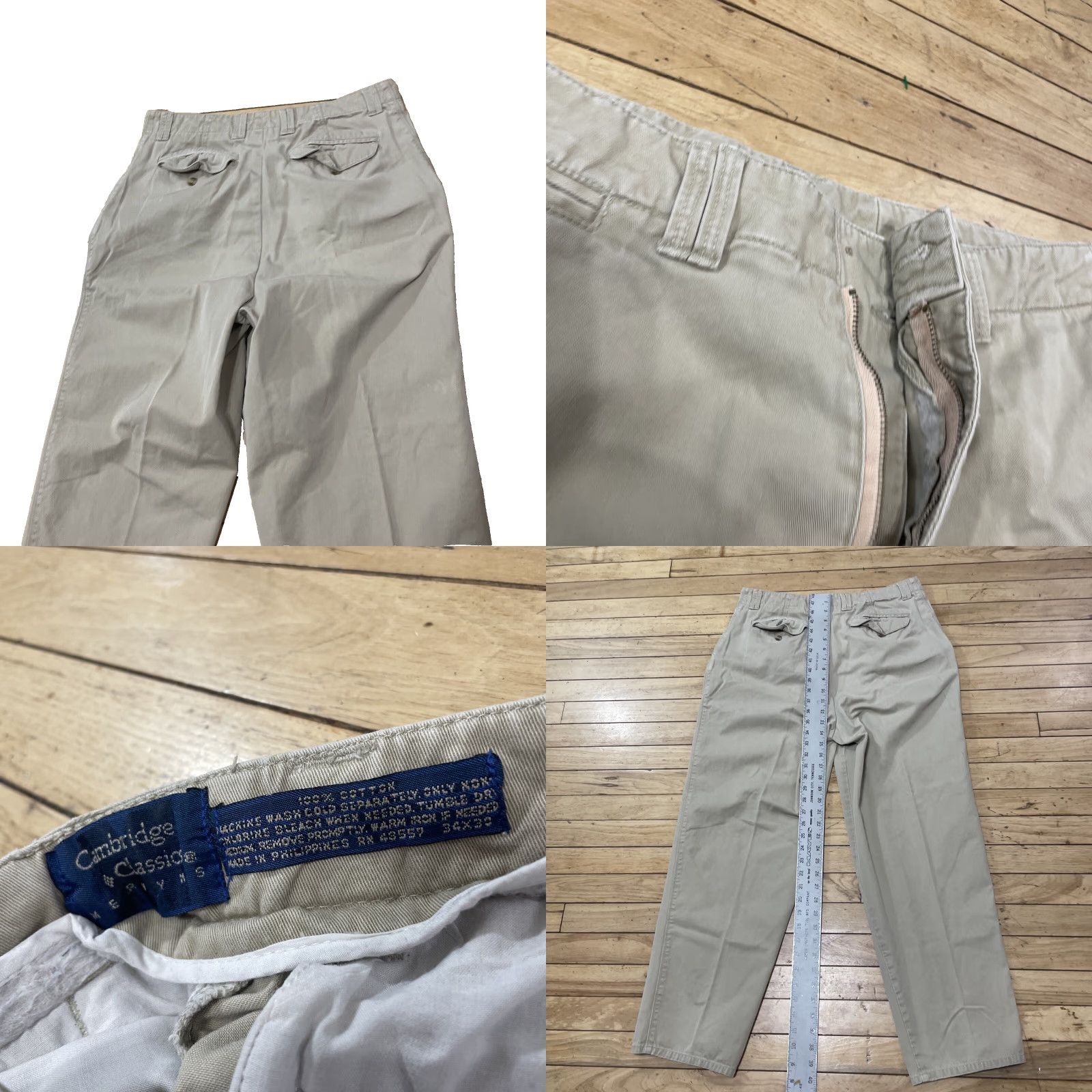 Vintage VINTAGE Cambridge Classics Men Pants 34x30 Khaki Beige 90s Casual Straight Wide Twill 34 Mens Size US 34 / EU 50 - 9 Thumbnail