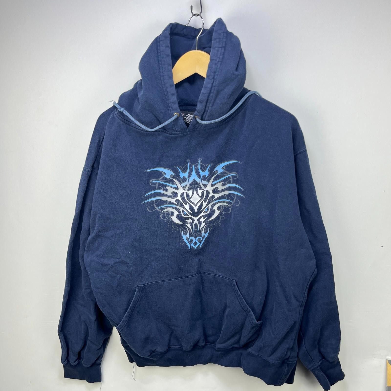 Vintage Vintage Dragon Flames Blue Y2K Baggy Skater Hoodie XL Size US XL / EU 56 / 4 - 1 Thumbnail