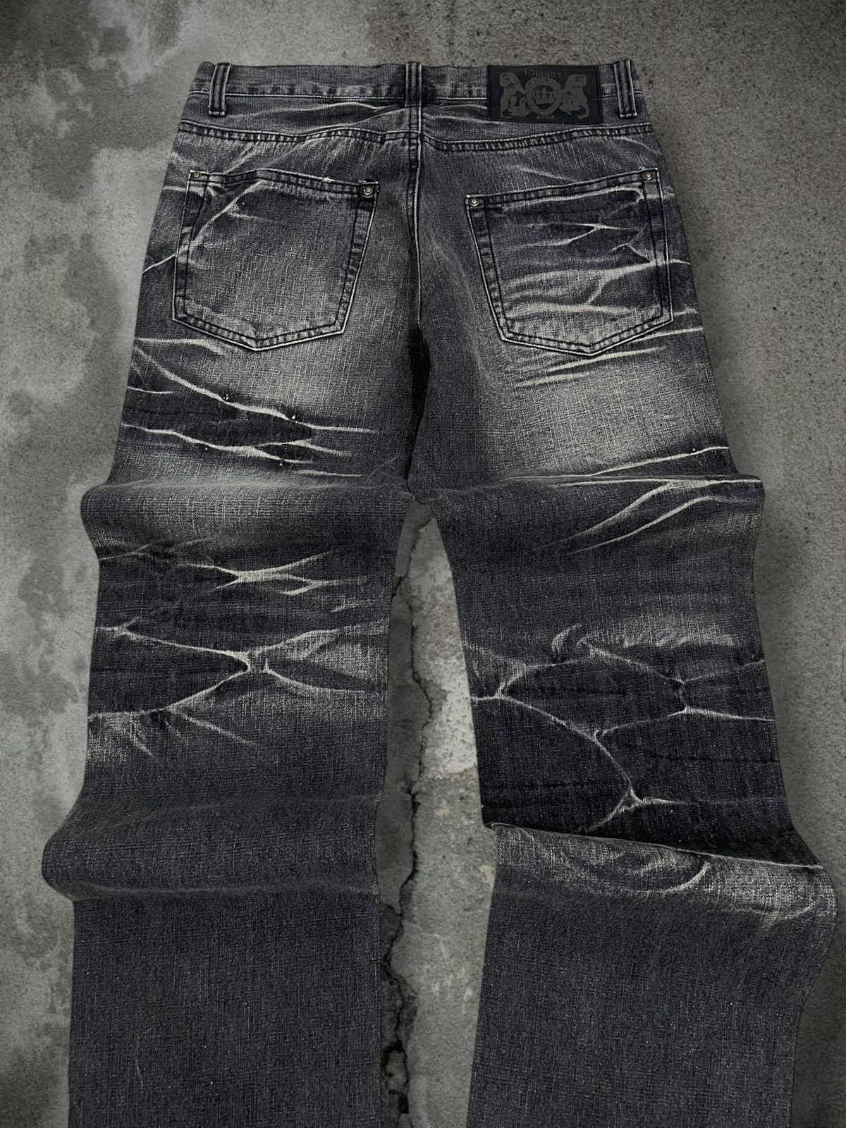 LOWBOX Vintage Og 1990s Japan Designer Lowbox Tribal Spiral Denim Size US 29 - 10 Thumbnail