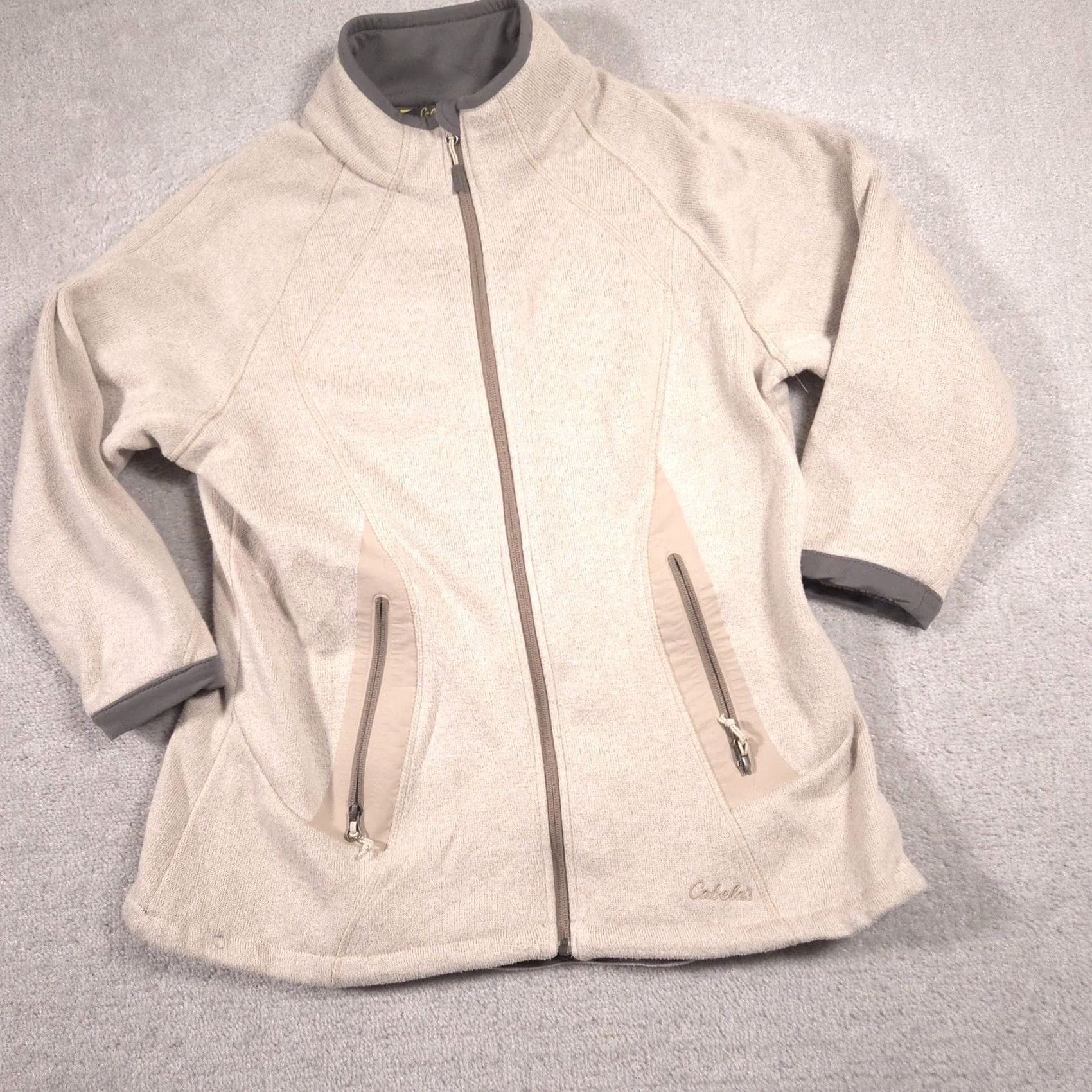 Vintage Cabela's Jacket Womens XL Beige Fleece Full Zip Pockets Outdoor Warm Size XL / US 12-14 / IT 48-50 - 2 Thumbnail