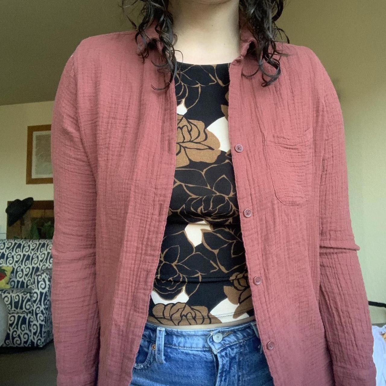 Nordstrom Maroon Rustic Button Up Size S / US 4 / IT 40 - 3 Thumbnail