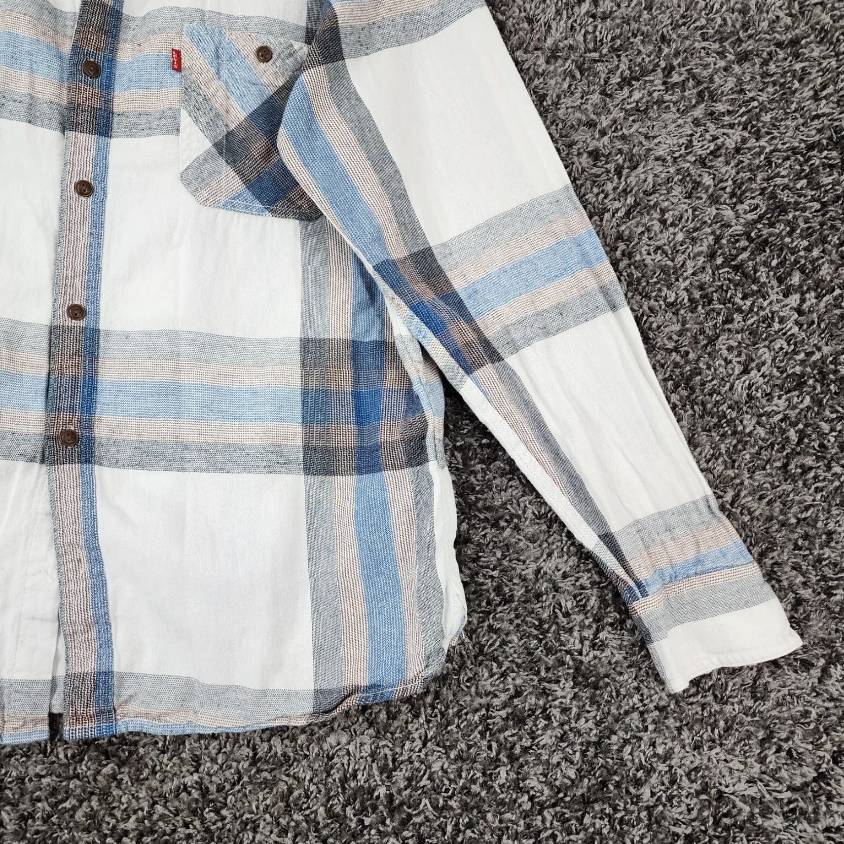 Levi's LEVI'S Shirt Men White Blue Plaid Long Sleeve Button-Up Size L Regular Blue Plaid Mens Shirt Size US L / EU 52-54 / 3 - 2 Thumbnail