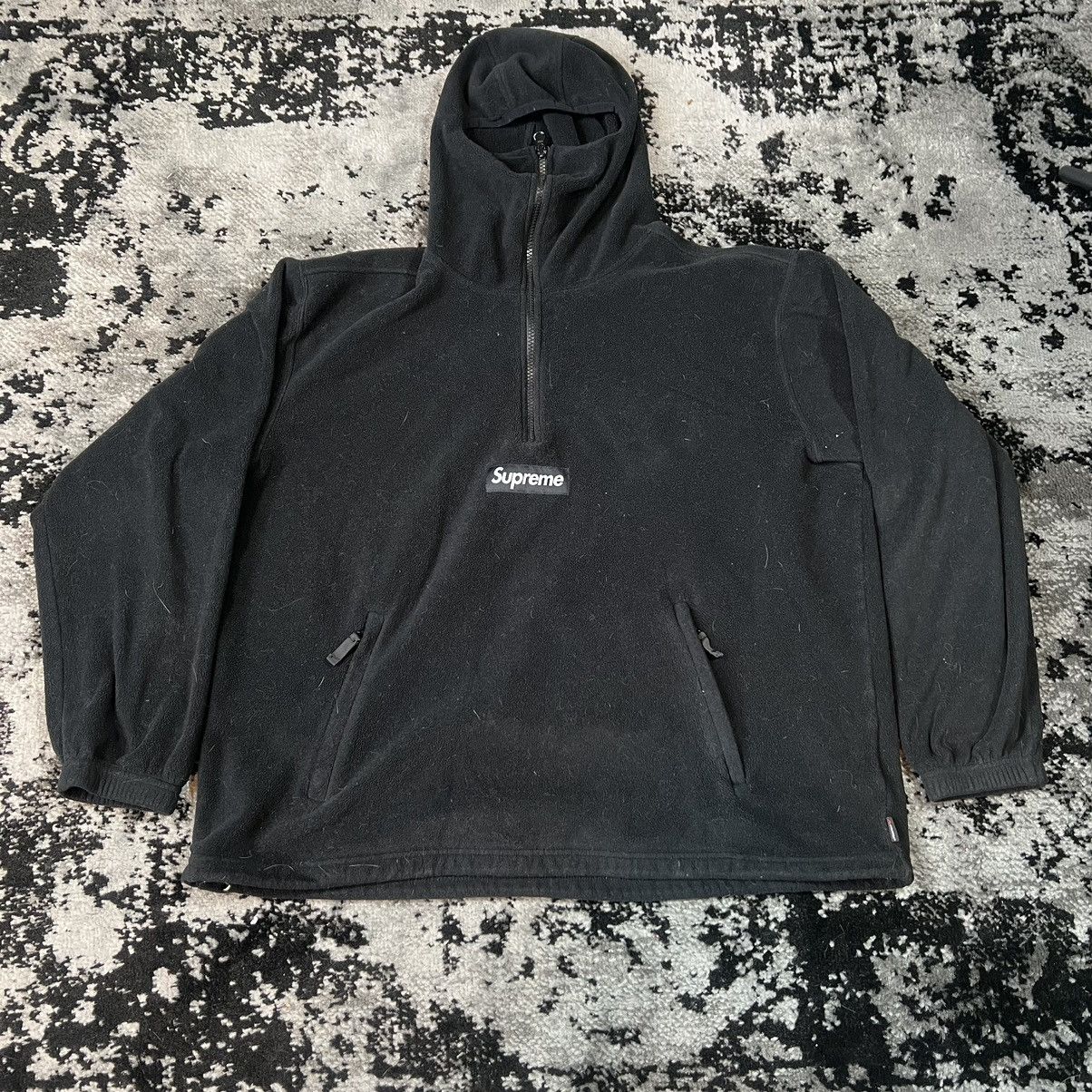 image of Polartec Half Zip Pullover Ski Mask Fleece in Black, Men's (Size Large)