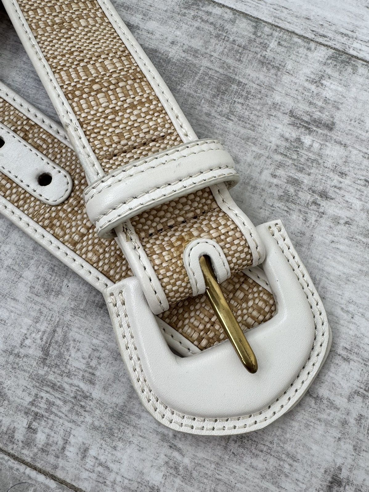 Zimmermann Zimmermann postcard leather trimmed woven raffia waist belt Size ONE SIZE - 9 Thumbnail