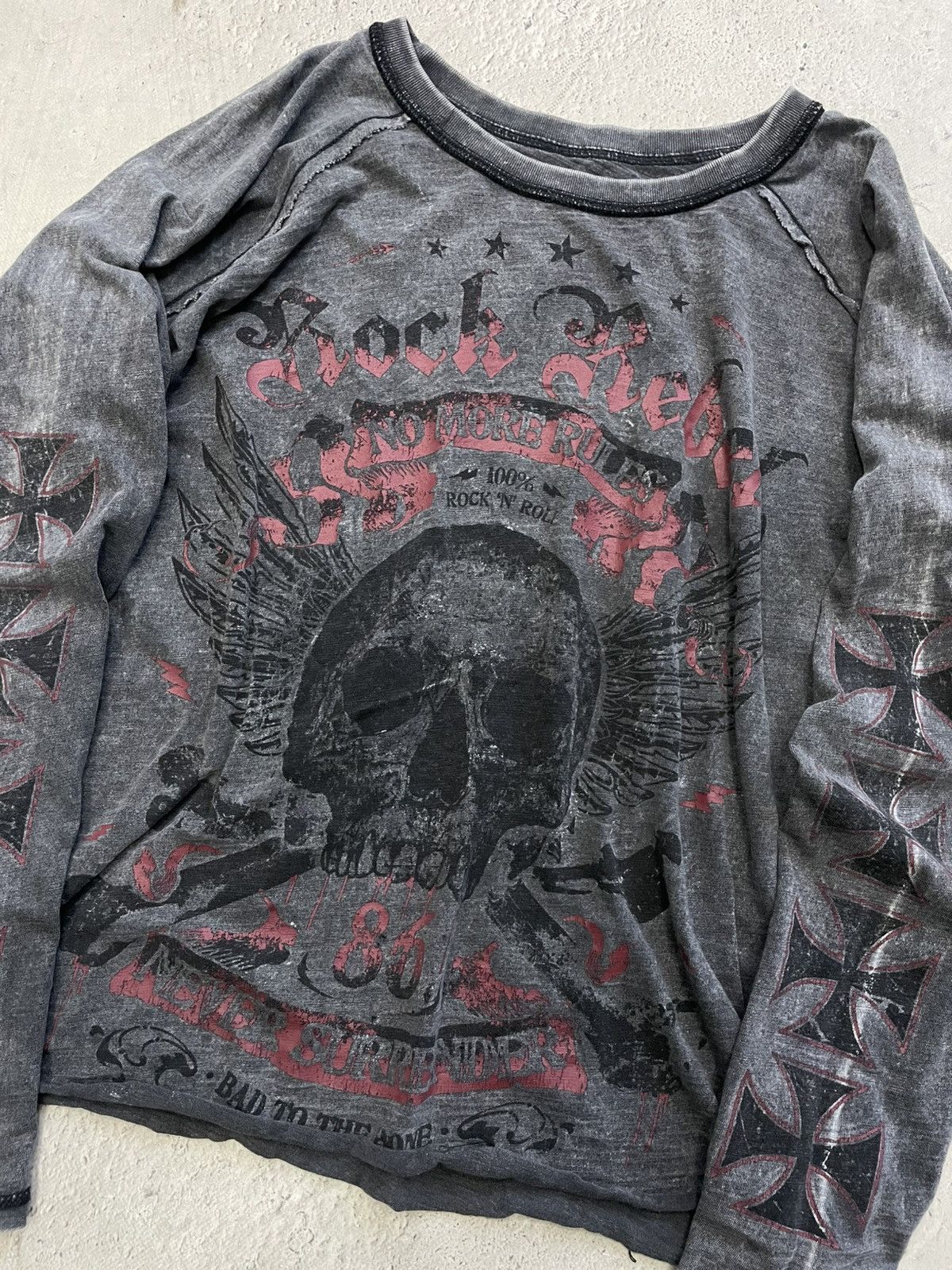 West Coast Choppers Rare washed crosses skulls long sleeve 90s hype y2k Size US M / EU 48-50 / 2 - 2 Thumbnail