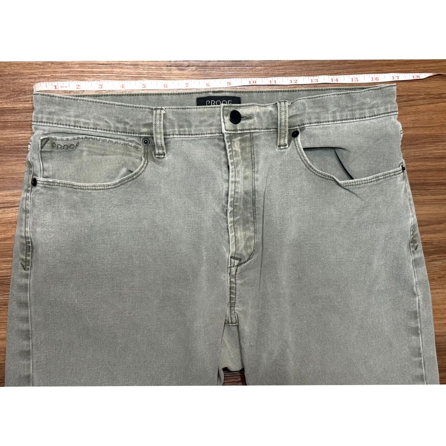 Vintage Proof Rover Pant Mens Olive Green Slim Straight Jeans 34x32 Size US 34 / EU 50 - 7 Thumbnail
