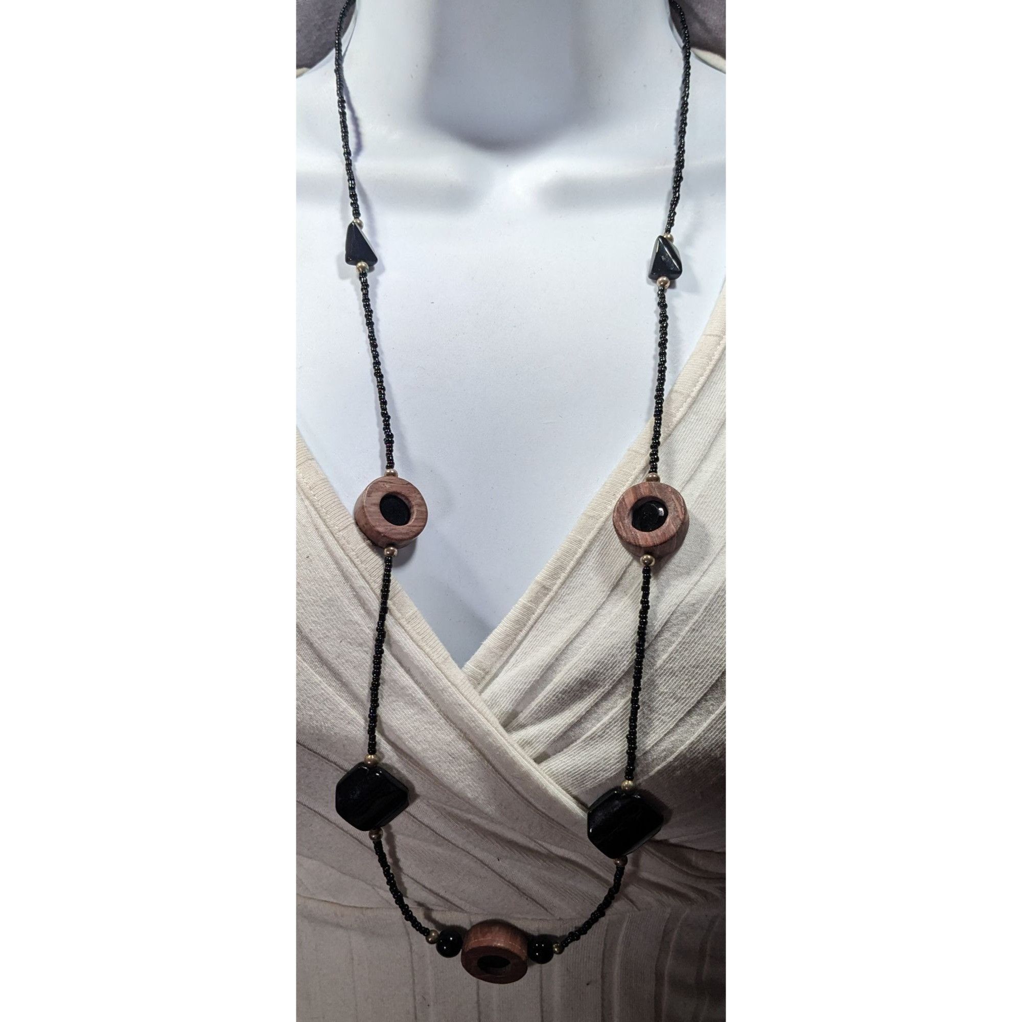 Other Handmade Unique Wood And Glass Beaded Necklace Size ONE SIZE - 2 Thumbnail