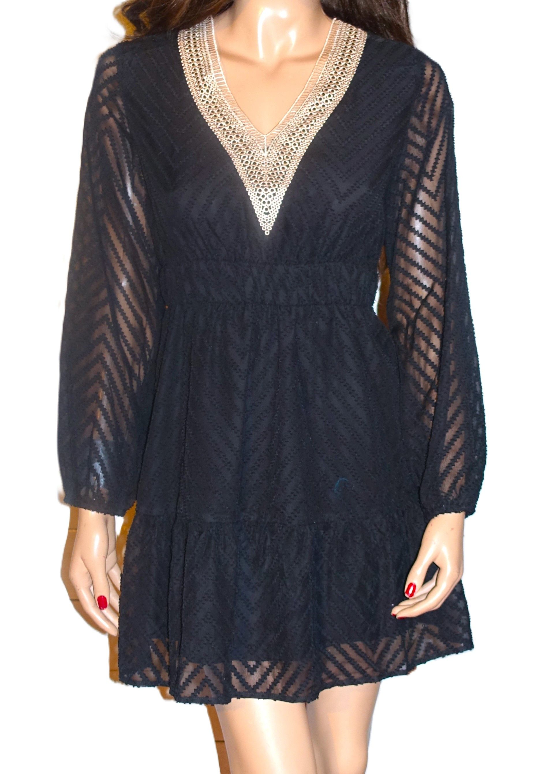 Other Cupshe Black Beige Sheer Dress S NWT Size S / US 4 / IT 40 - 1 Thumbnail