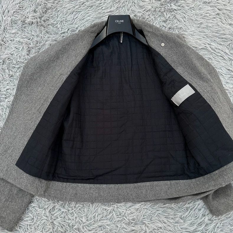 Dior Dior Light gray motorcycle zipper wool jacket 2501-Nextarro Size US M / EU 48-50 / 2 - 8 Thumbnail