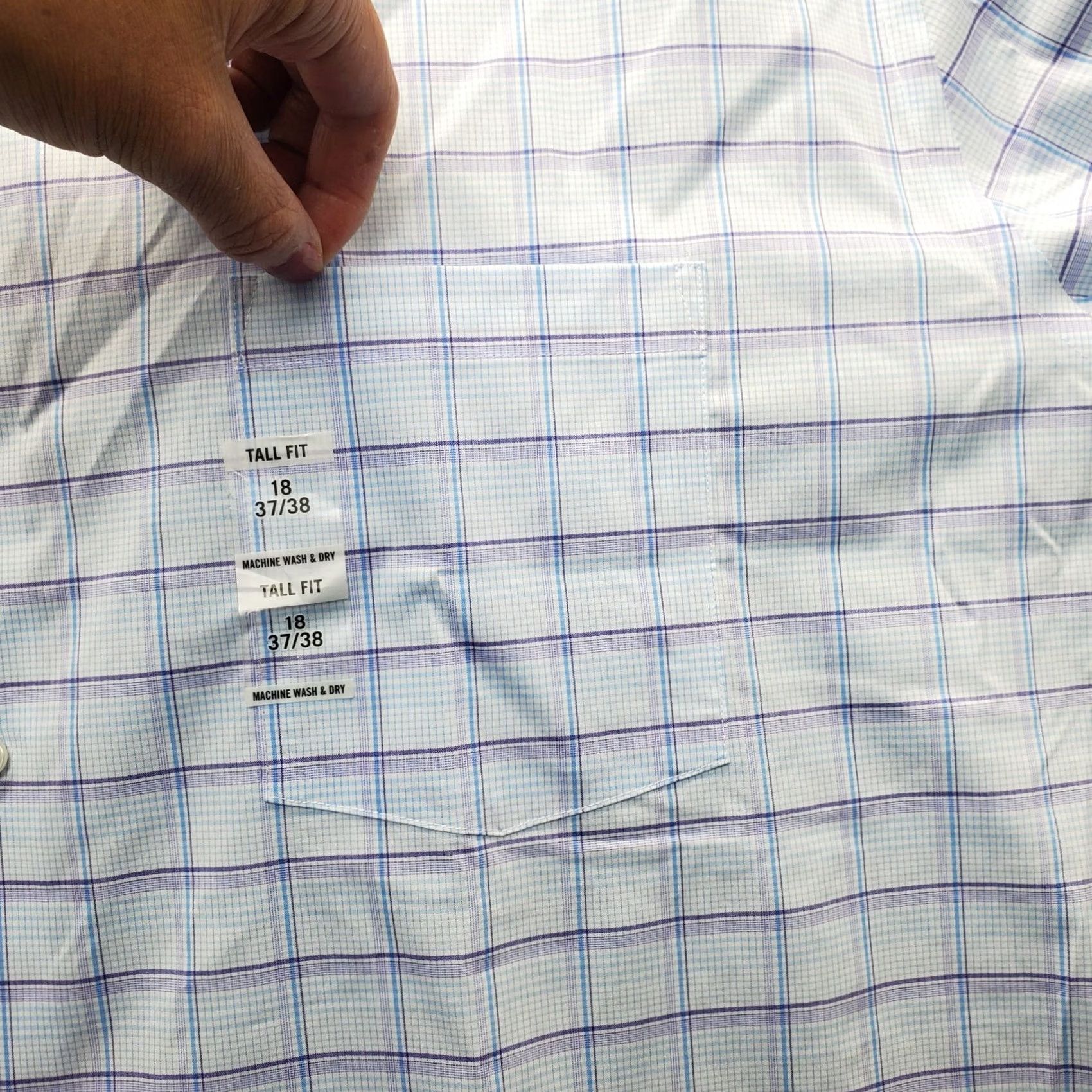 Van Heusen Van Heusen Mens Dress Shirt 18 Multicolor Plaid Tall 18 Wrinkle Free Easy Care 55.5 Chest 34 Length NWT Mens Size 48R - 7 Thumbnail