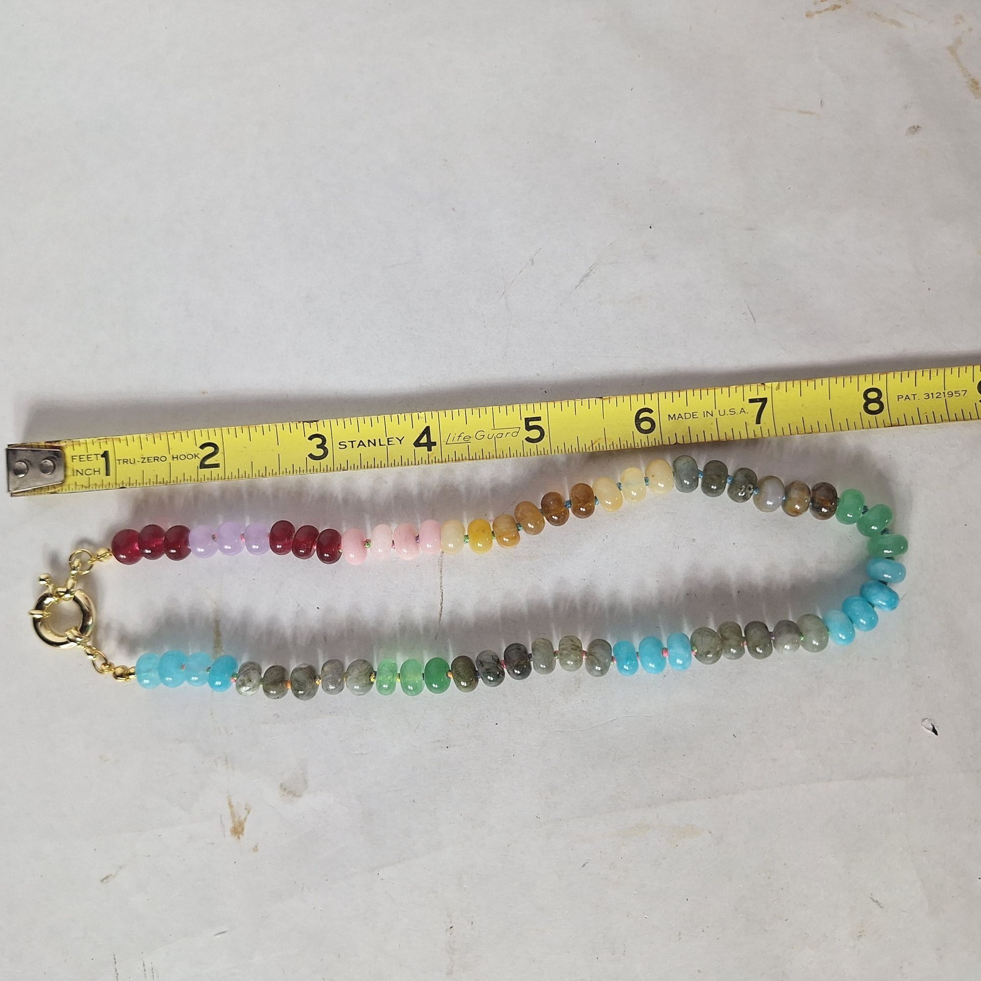 Other Multi Gemstone Rainbow Rondelle Bead Necklace Gold Bolt Clas Size ONE SIZE - 4 Thumbnail