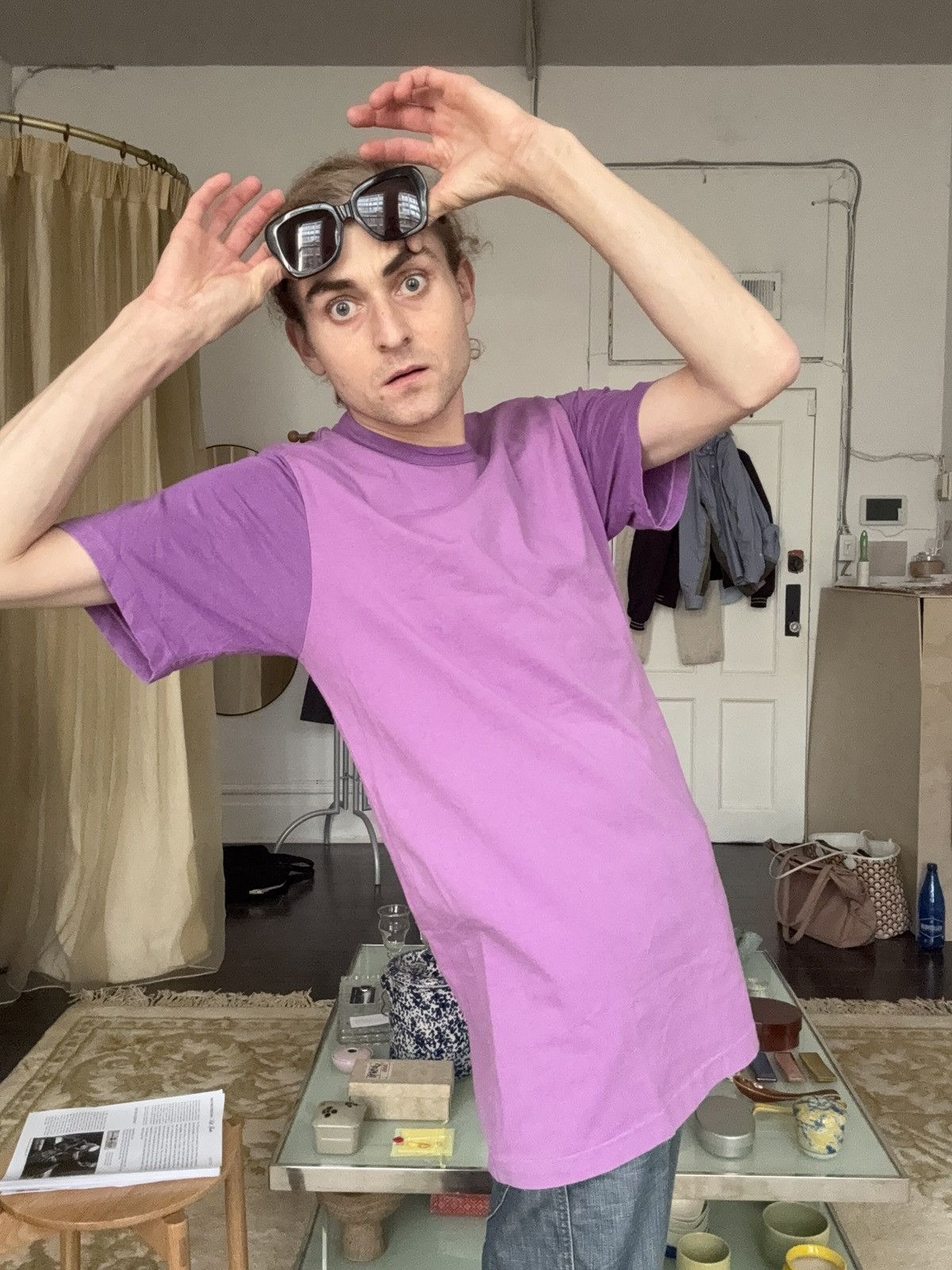 Yohji Yamamoto Yohji Yamamoto Y’s for Men SS02 Two Tone Purple T Shirt Size US L / EU 52-54 / 3 - 14 Thumbnail