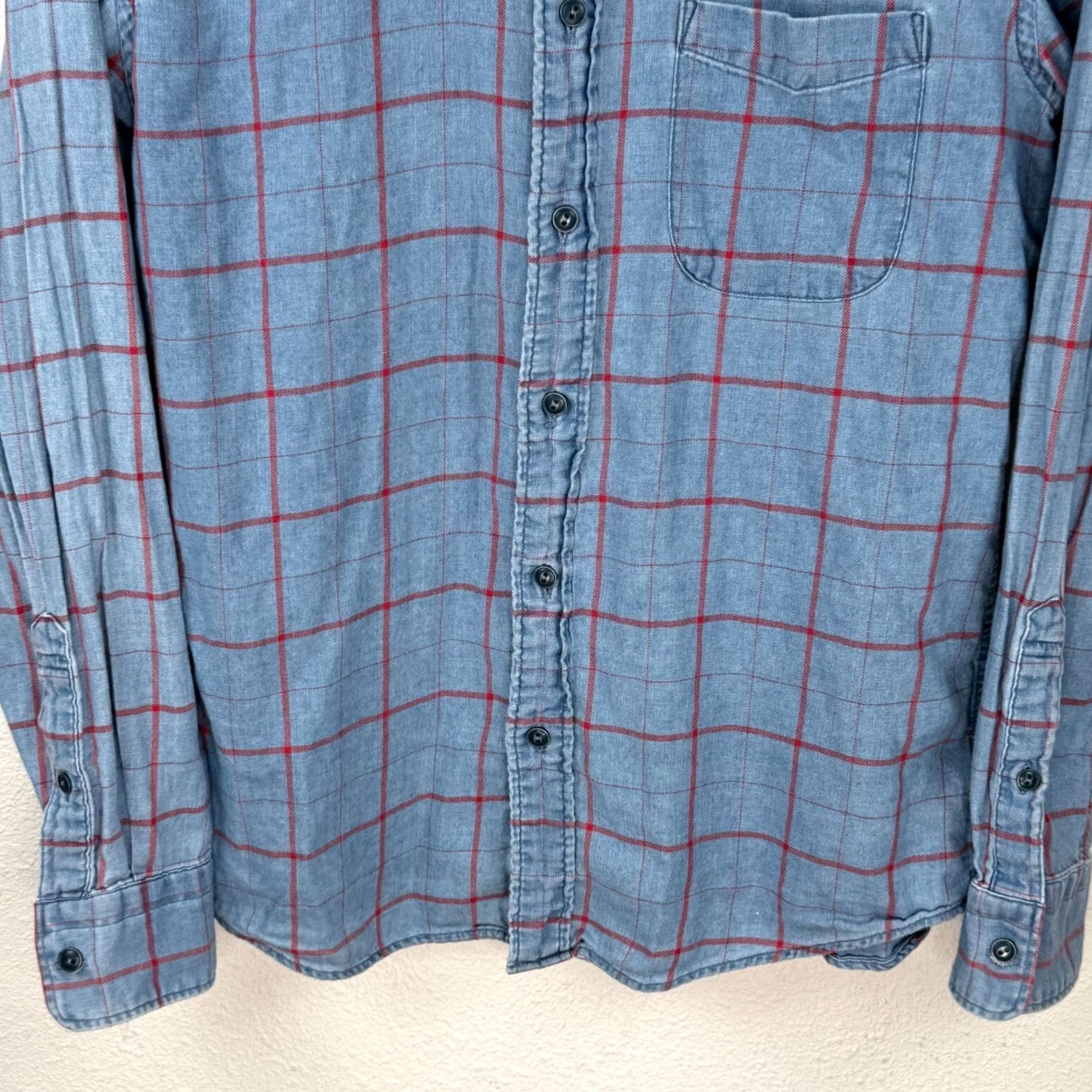 Faherty Faherty Shirt Indigo Dyed Plaid Lightweight Flannel Button Up Small Slim Fit Shirt Size US S / EU 44-46 / 1 - 3 Thumbnail
