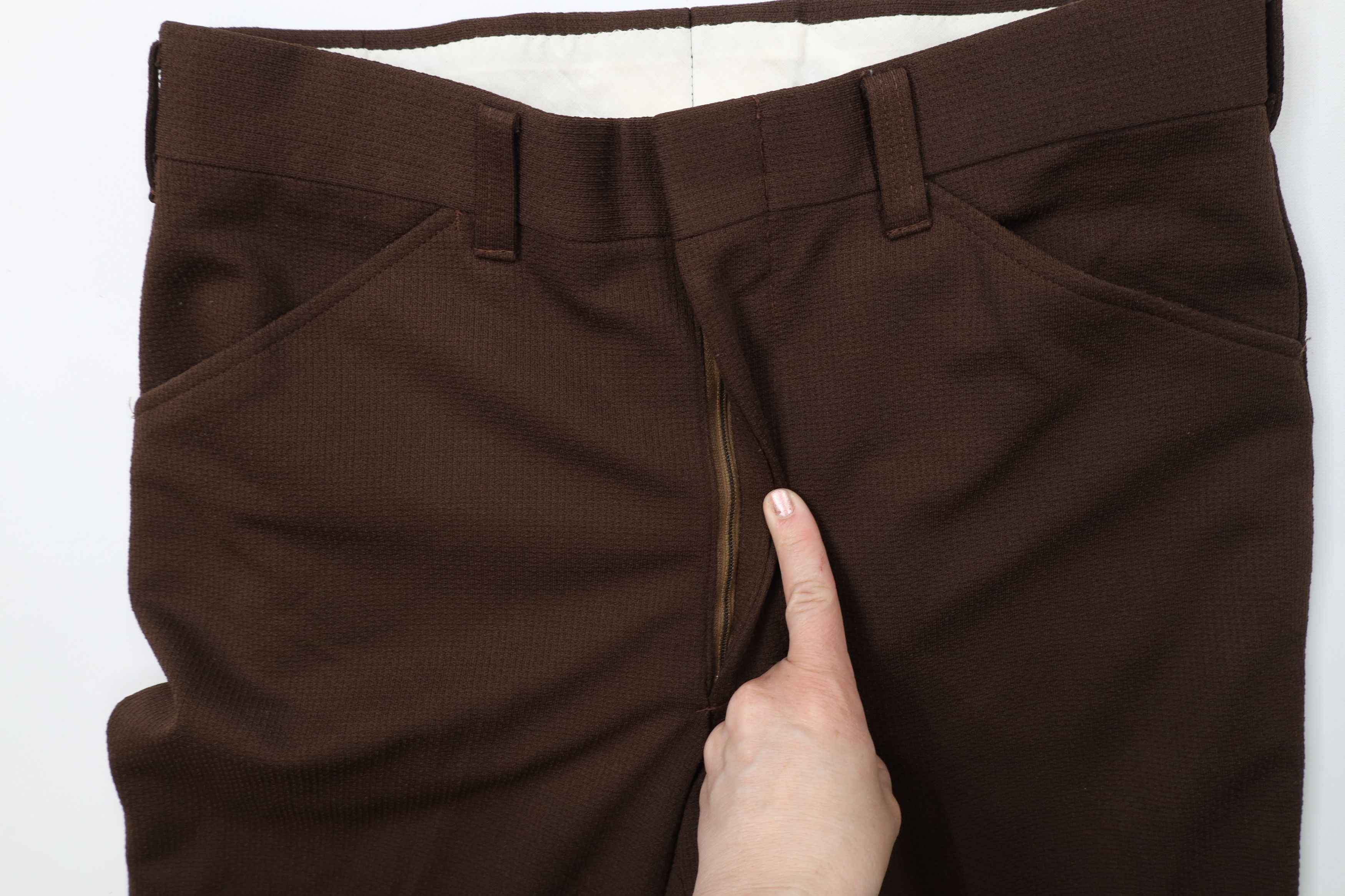 Vintage Vintage 70s Streetwear Knit Wide Leg Chino Pants Brown USA Size US 32 / EU 48 - 5 Thumbnail