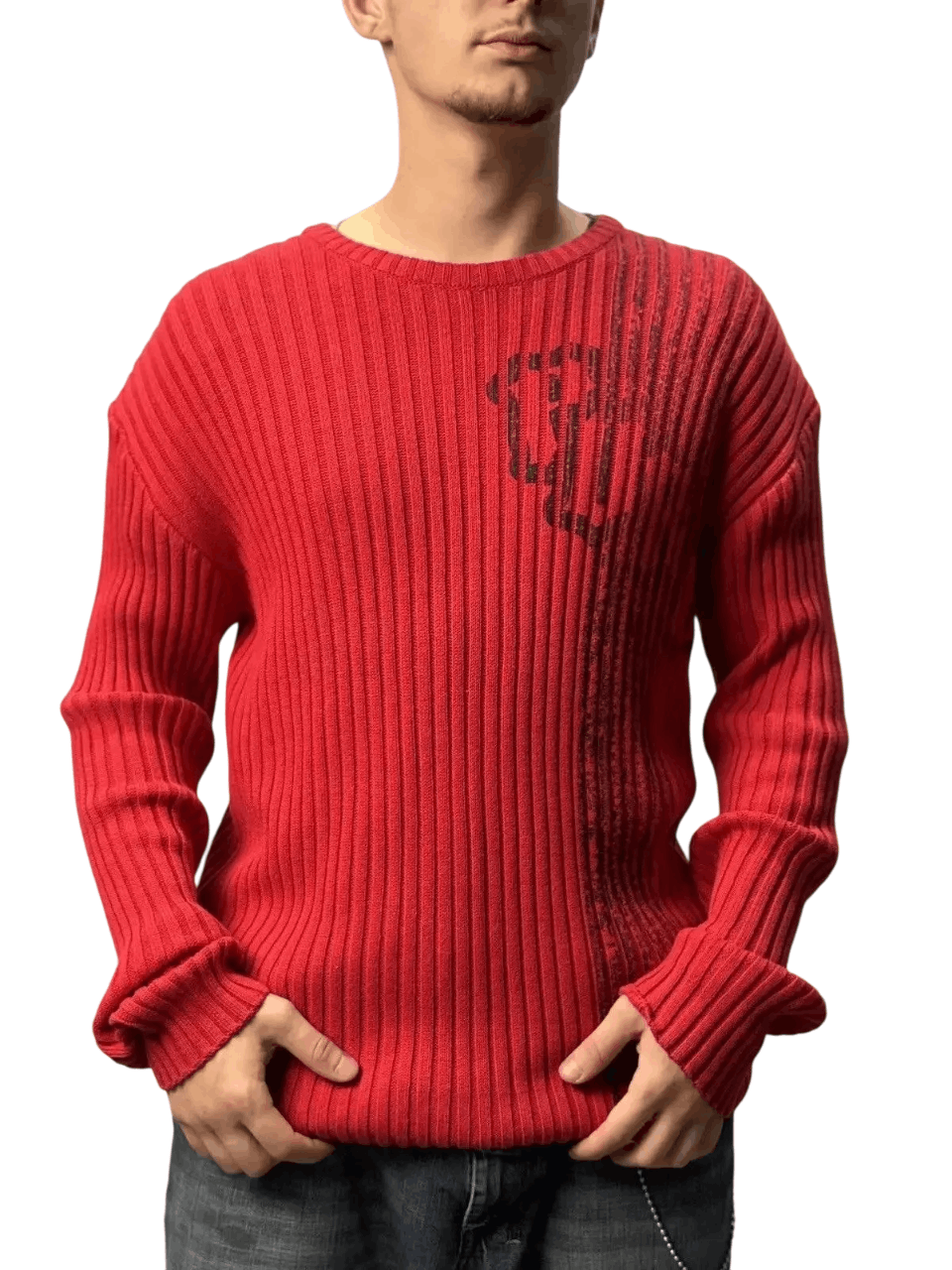 Japanese Brand Vintage Y2K Distressed Striped Sweater Faded knit Y2K Effect Size US M / EU 48-50 / 2 - 2 Thumbnail