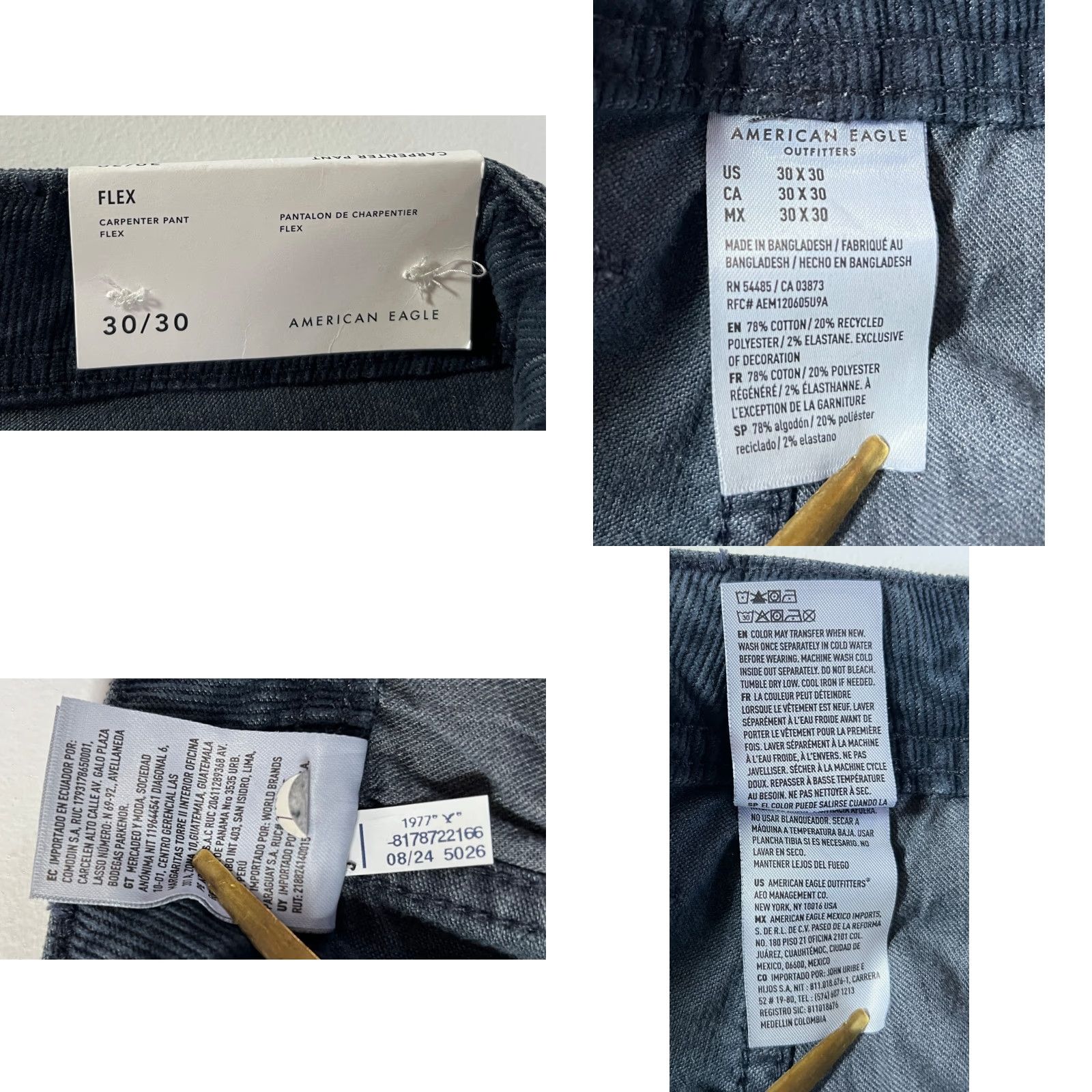 American Eagle Outfitters NWT American Eagle Outfitters Corduroy Flex Carpenter Pants 30 Blue Men’s Straight Leg Relaxed Size 30 Size US 30 / EU 46 - 9 Thumbnail