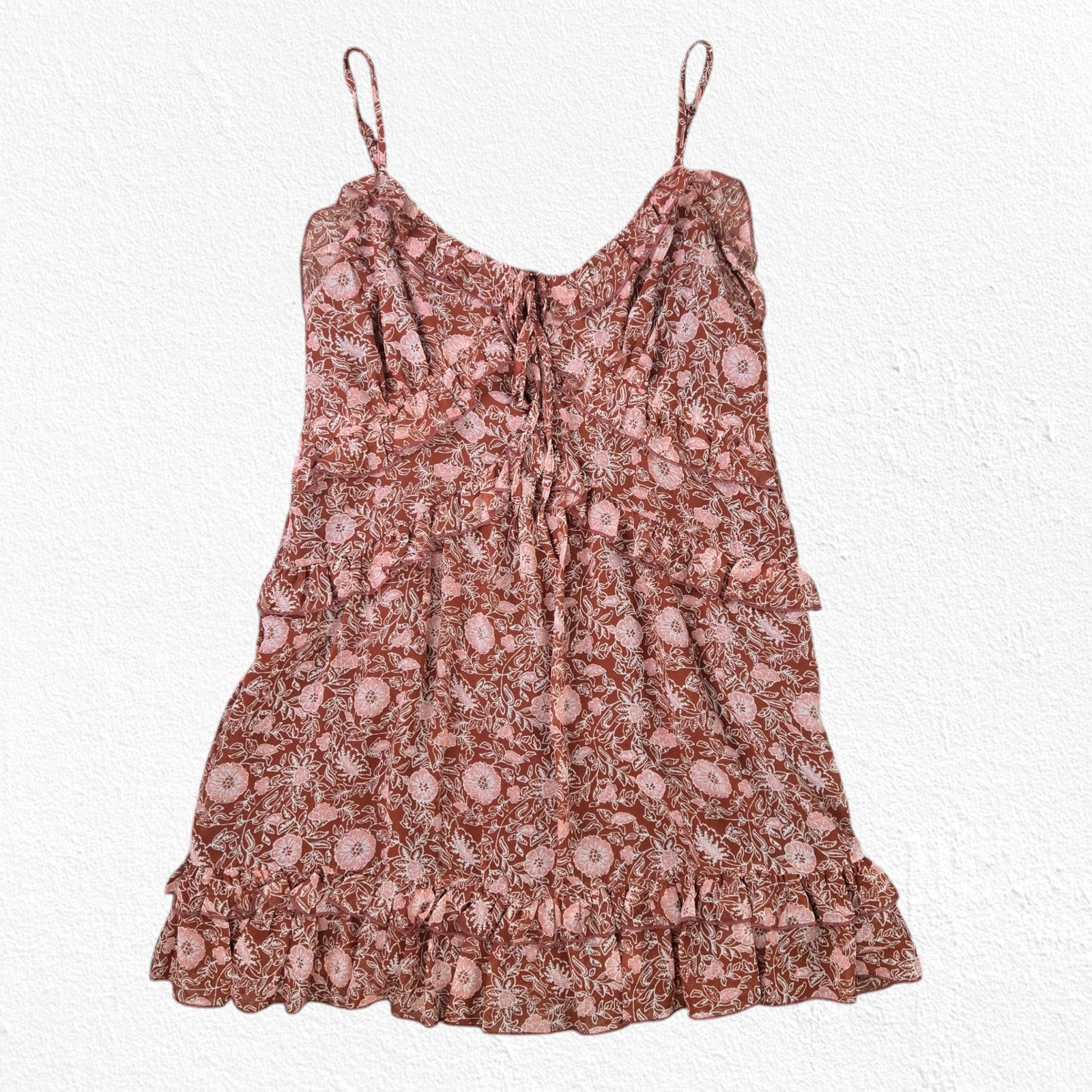 Forever 21 Forever 21 Burnt Orange Floral Boho Mini Dress Size Medium Size M / US 6-8 / IT 42-44 - 2 Thumbnail