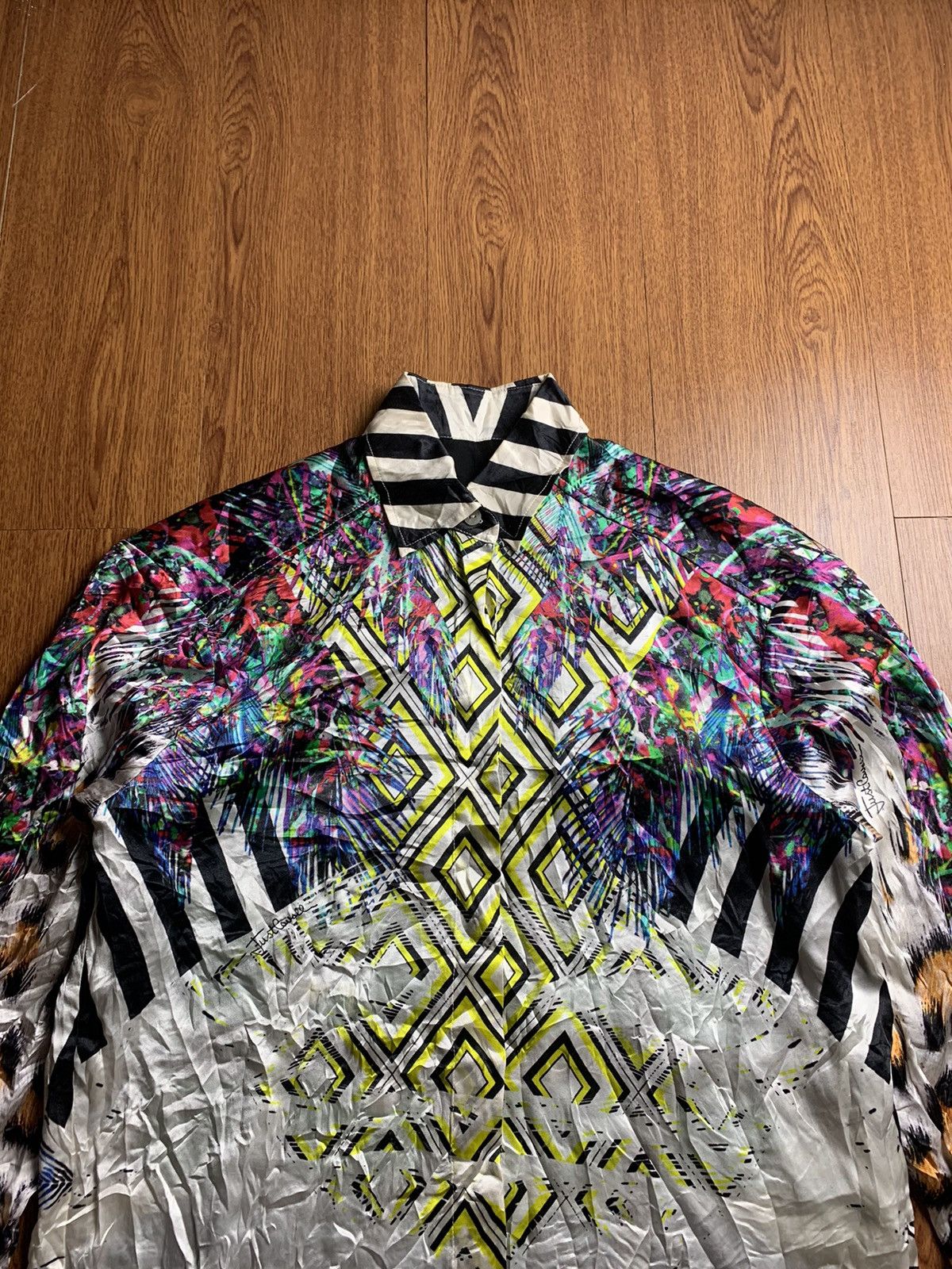 Just Cavalli Just Cavalli - Multicolor Silk Long Sleeve Blouse Size L / US 10 / IT 46 - 3 Thumbnail