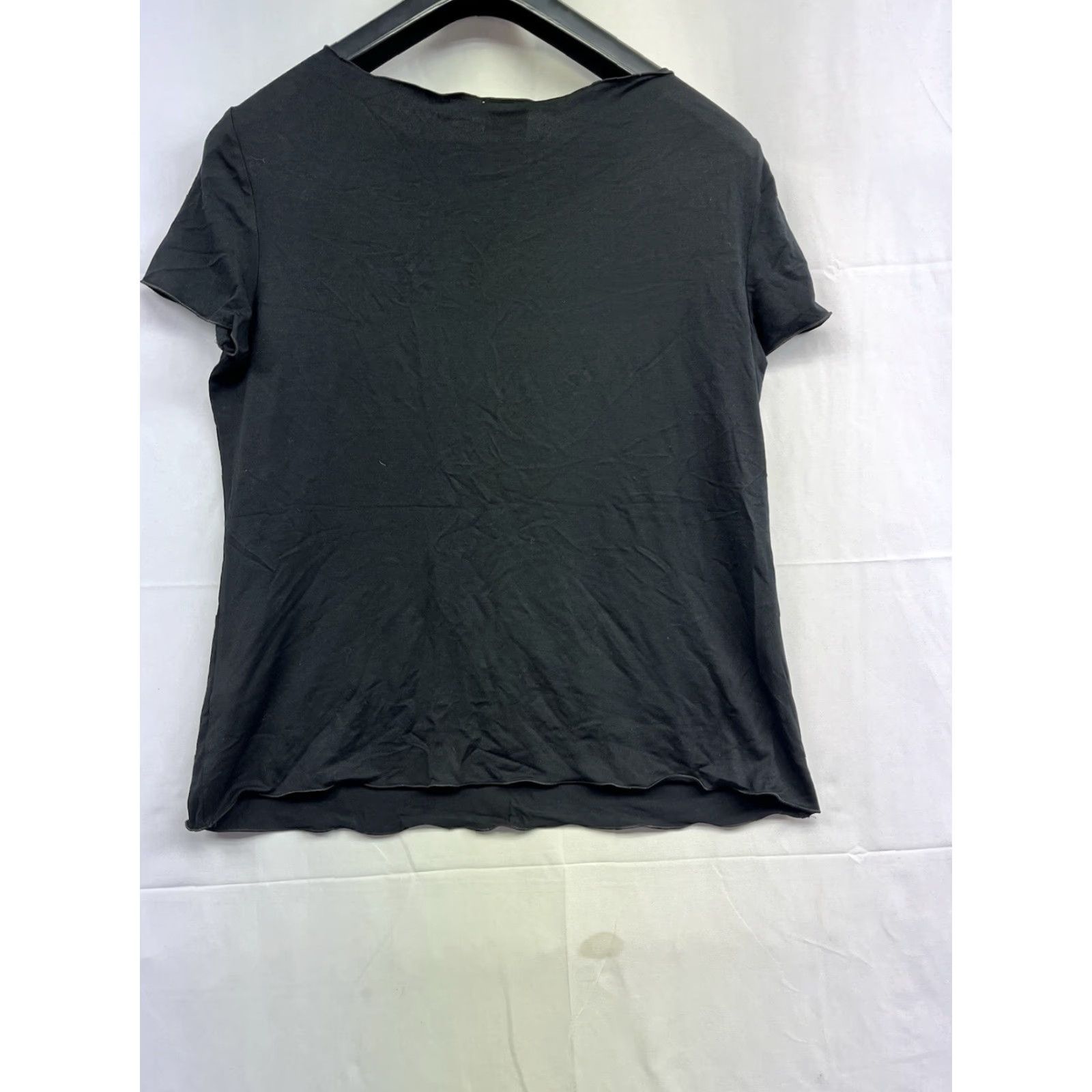 Armani Armani Collezioni Womens Top Shirt Black 14 Regular Knit Cap Sleeve Scoop Neck Short Sleeve Italy Size XL / US 12-14 / IT 48-50 - 2 Thumbnail