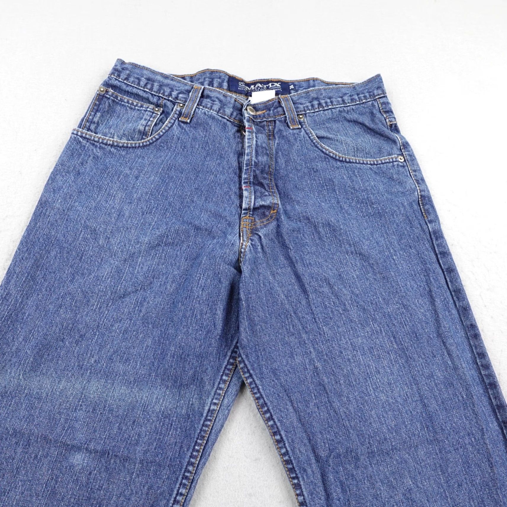 Denime VINTAGE Matix Jeans Mens 34x29 Blue Denim Button Fly Baggy Loose 90s USA Shirt? Size US 34 / EU 50 - 2 Thumbnail