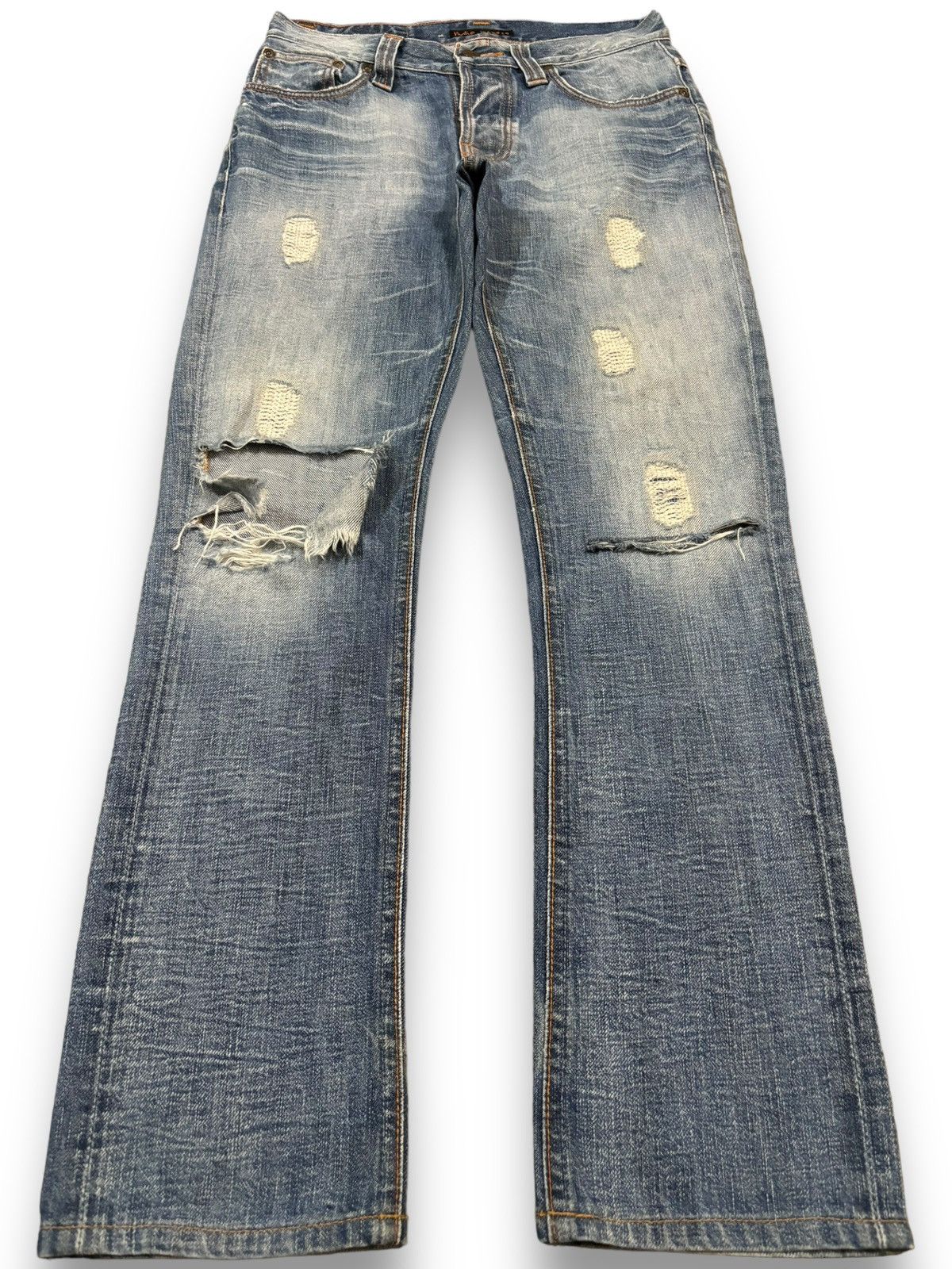 Nudie Jeans Vintage Nudie Whiskers Blue Washed Distressed Grunge Jeans Size US 29 - 1 Thumbnail
