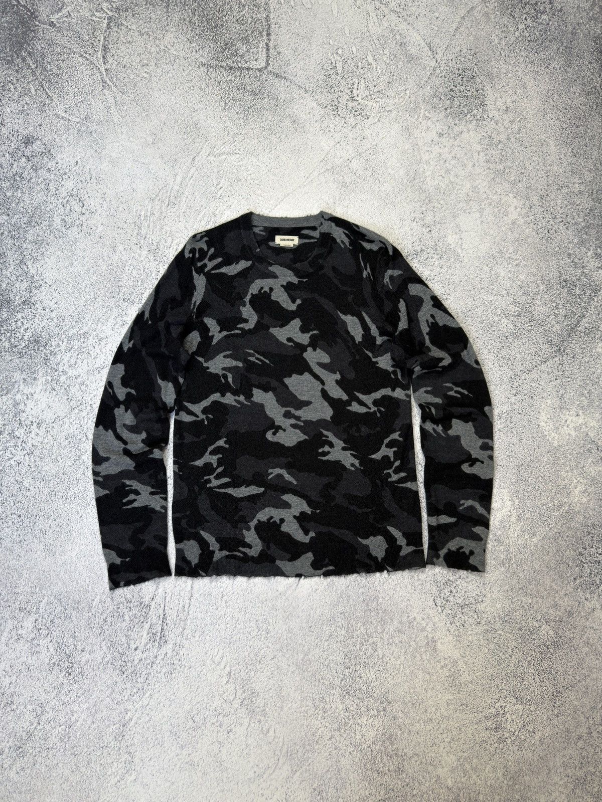 Zadig & Voltaire ZADIG & VOLTAIRE GREY CAMOUFLAGE CASHMERE CREWNECK JUMPER Size US M / EU 48-50 / 2 - 3 Thumbnail