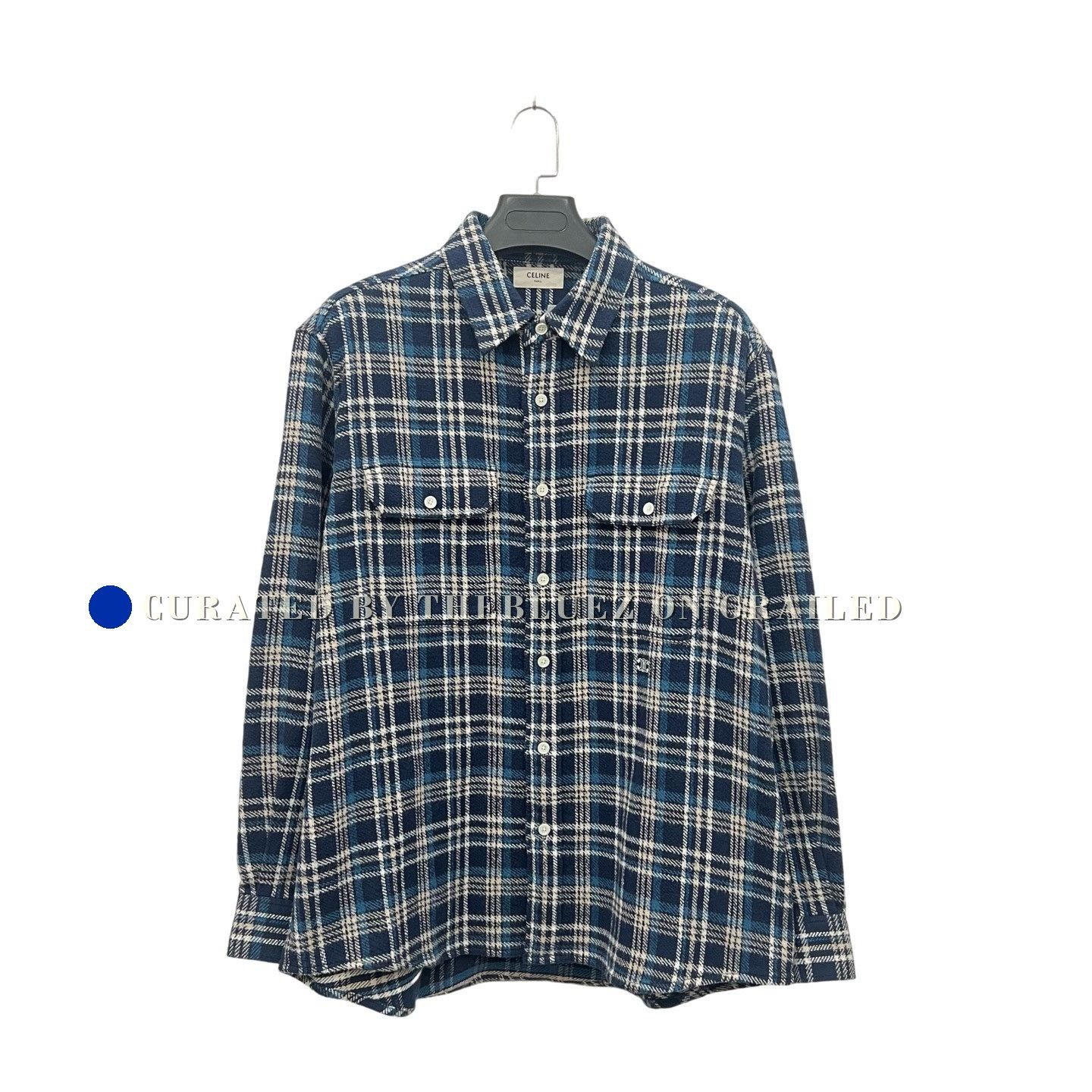 Celine Celine Blue Plaid Long-Sleeve Shirt Size S / US 4 / IT 40 - 1 Thumbnail