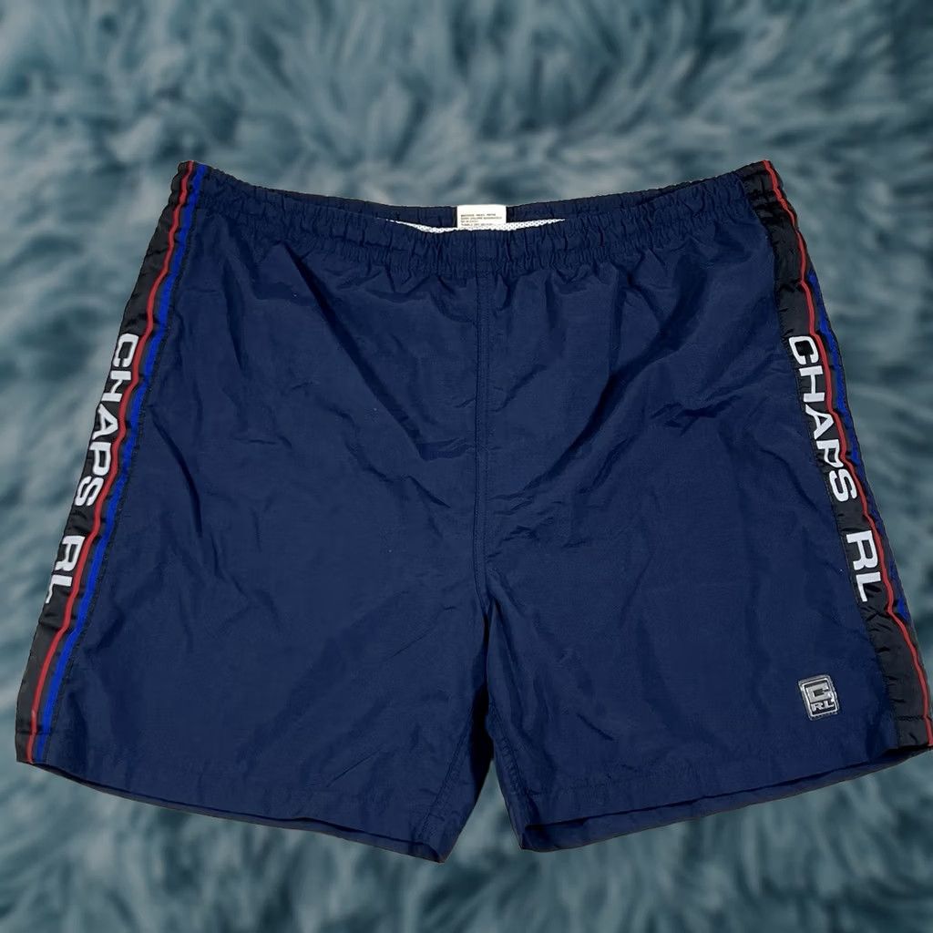 Ralph Lauren VINTAGE Ralph Lauren Chaps Swim Trunks Mens Blue Bathing Suit Bottom L Adults Large White Blue Size 42R - 1 Thumbnail