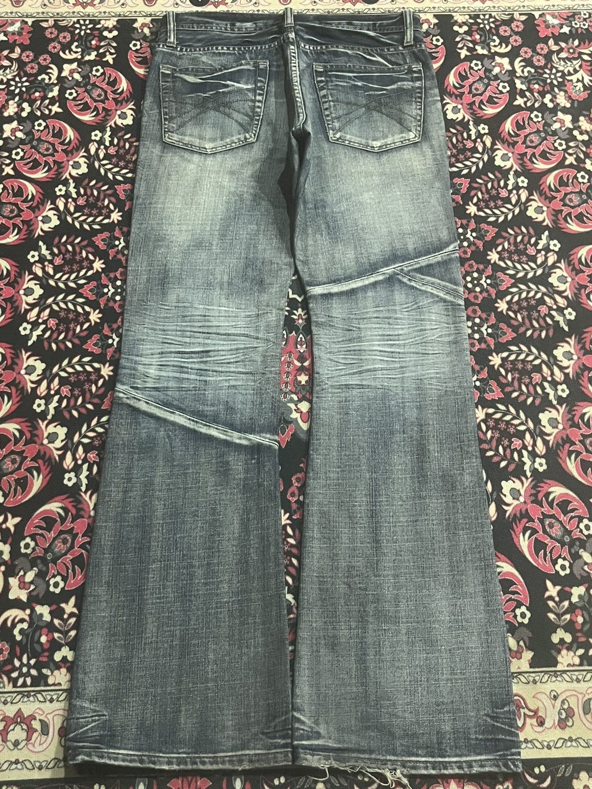 Tornado Mart Japanese Edge x Ruppert Dark Washed Distressed Flare Jeans Size US 30 / EU 46 - 2 Thumbnail