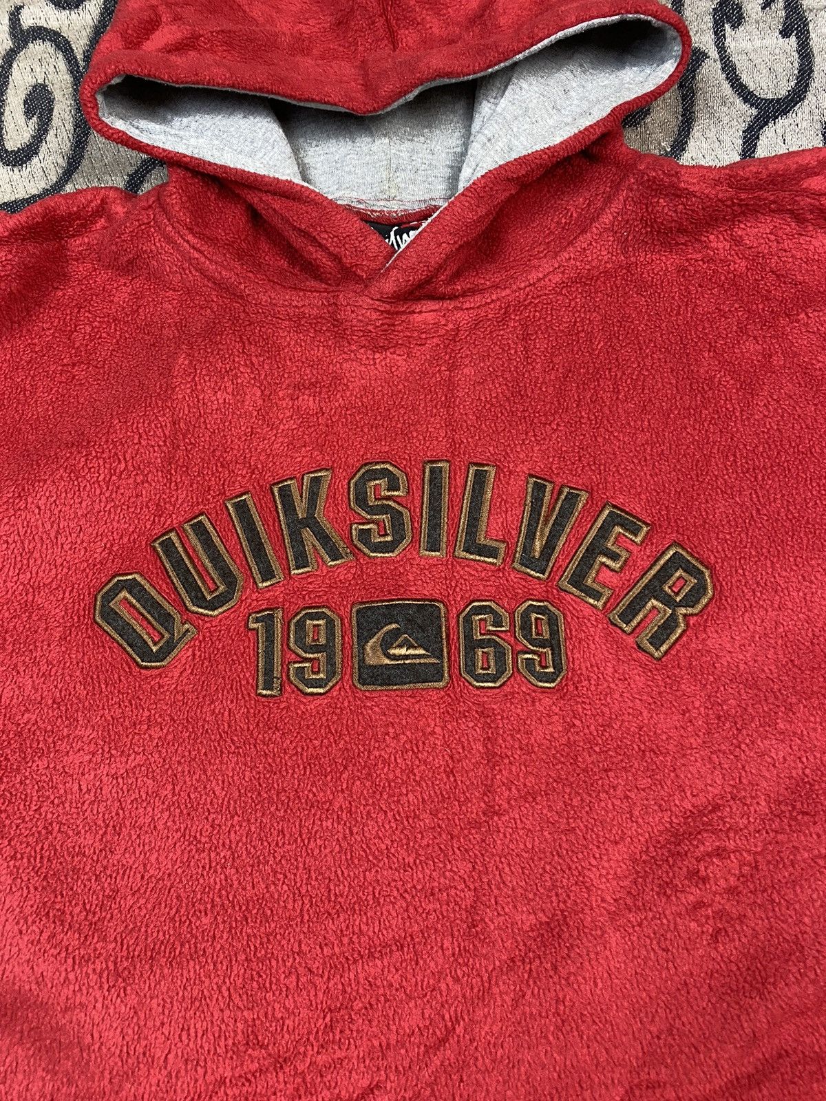 Billabong × Quiksilver Vintage 00s Quiksilver Big Logo Red Fleece Hoodie Y2K Size US L / EU 52-54 / 3 - 4 Thumbnail