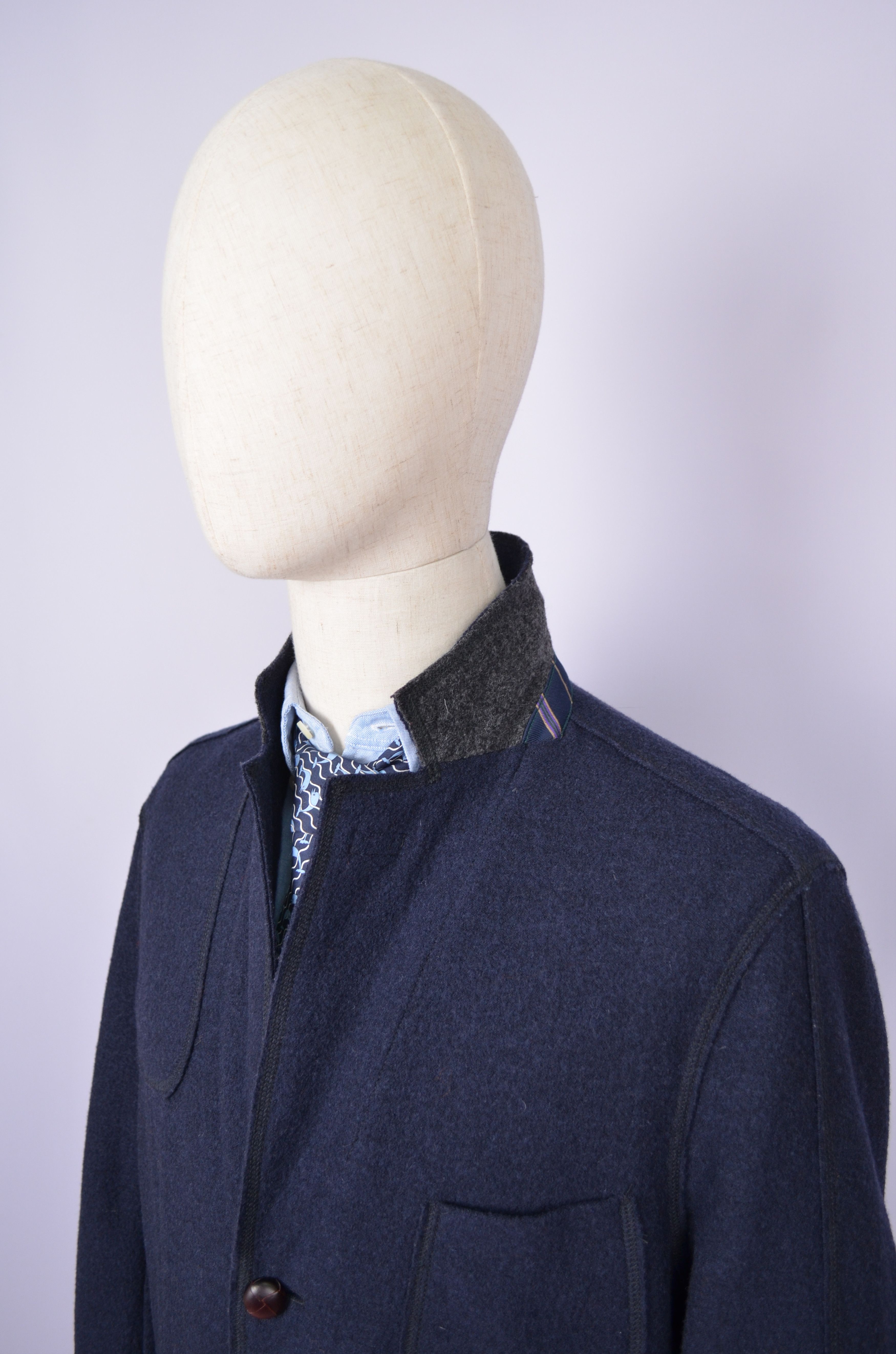 Bogner × Designer Bogner 100% Wool Navy Unlined Knit Blazer Jacket Size US42 Size 42R - 9 Thumbnail