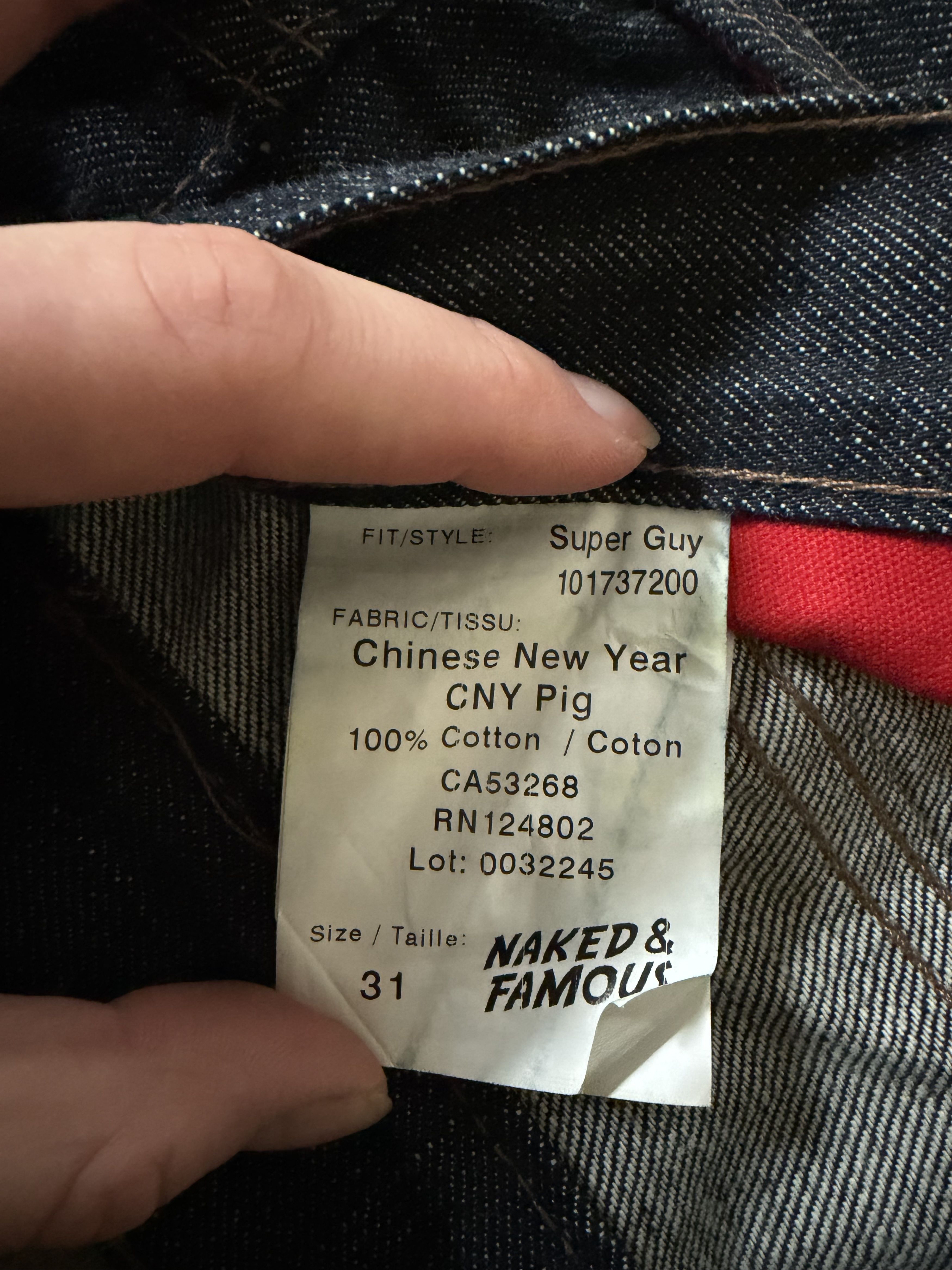 Naked & Famous Naked & Famous Chinese New Year "CNY Pig" Selvedge Size US 31 - 6 Thumbnail