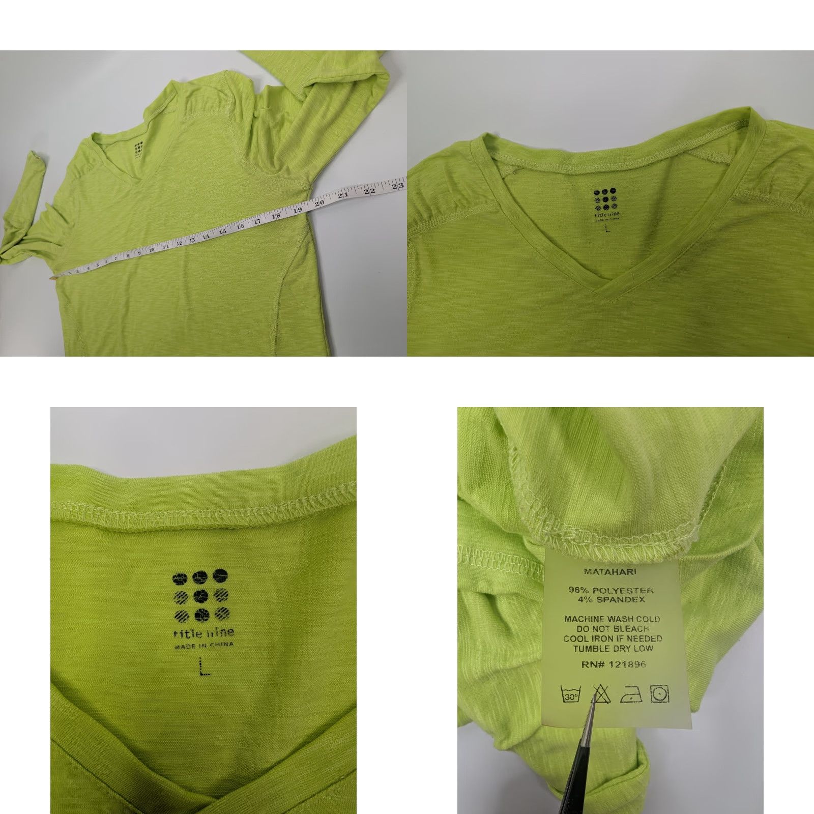 Vintage Title Nine Matahari Womens Lime Green V-Neck Long Sleeve Top L Blouse Shirt Athletic Size L / US 10 / IT 46 - 8 Thumbnail