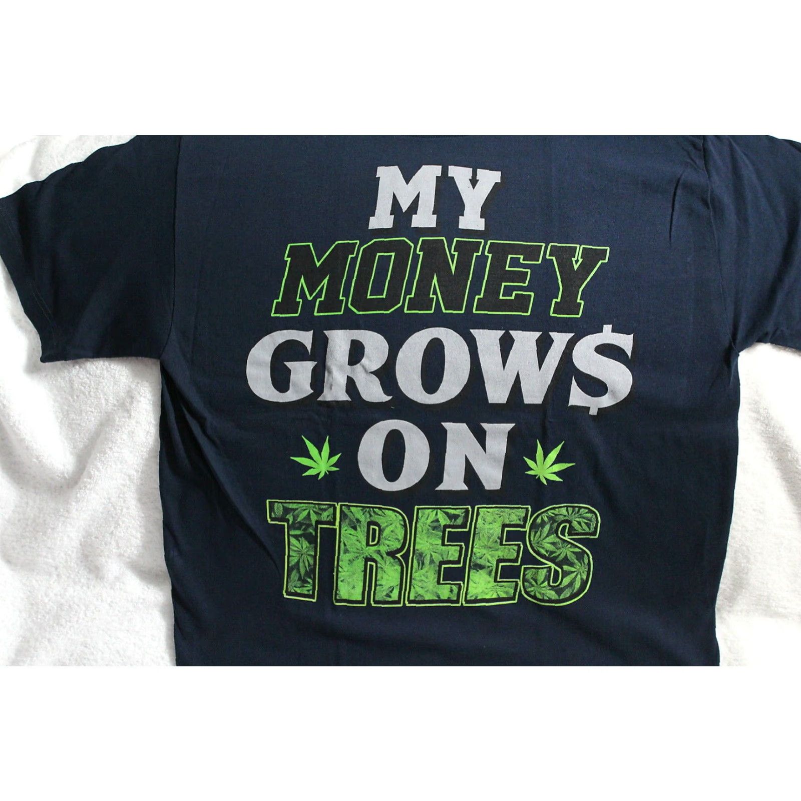 Vintage Marijuana Cannabis Funny Mens Large Dark Blue 100% Cotton T Shirt Size US L / EU 52-54 / 3 - 2 Thumbnail