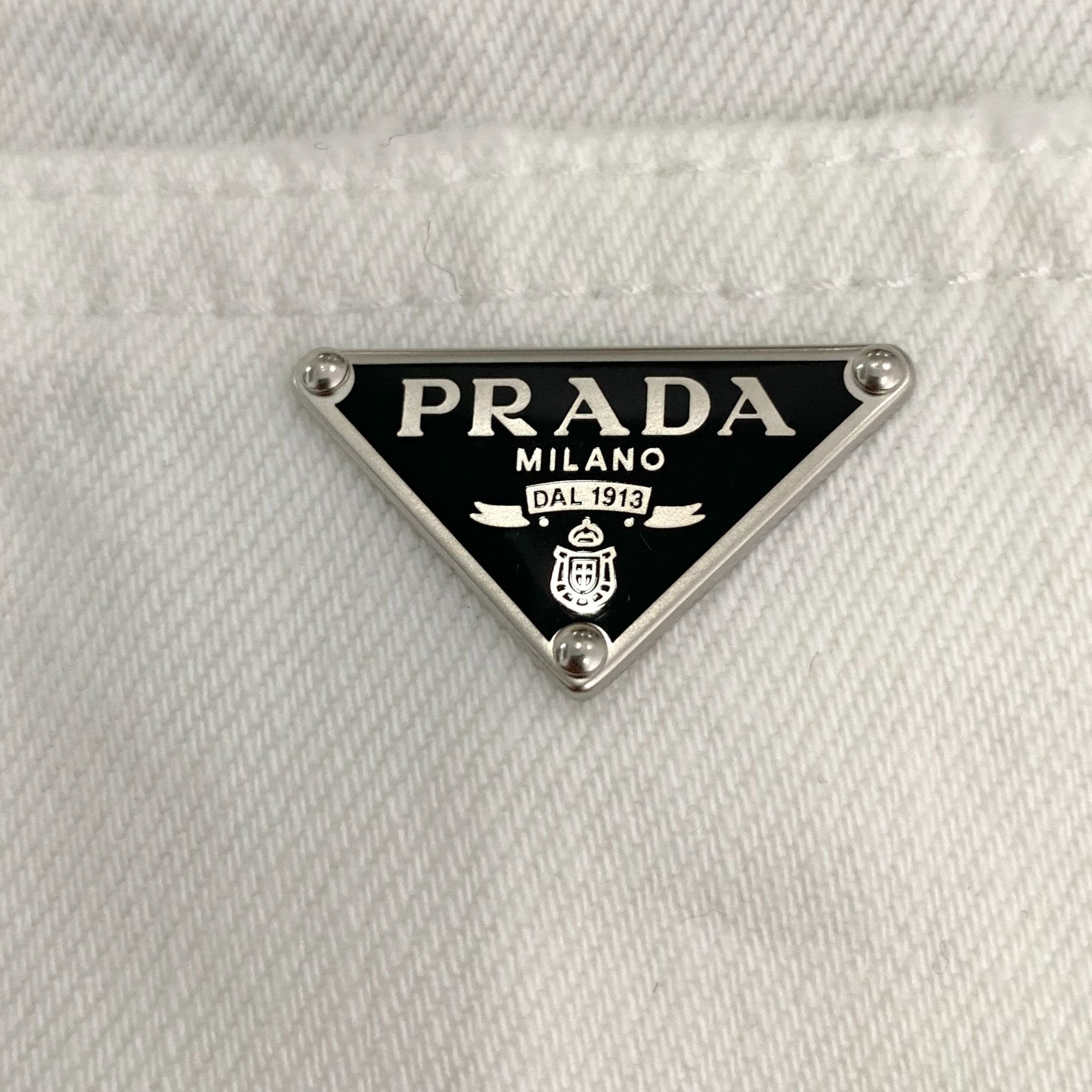Prada Prada White Triangle Logo Cotton Suspender Dress (Size XS) Size XS / US 0-2 / IT 36-38 - 5 Thumbnail