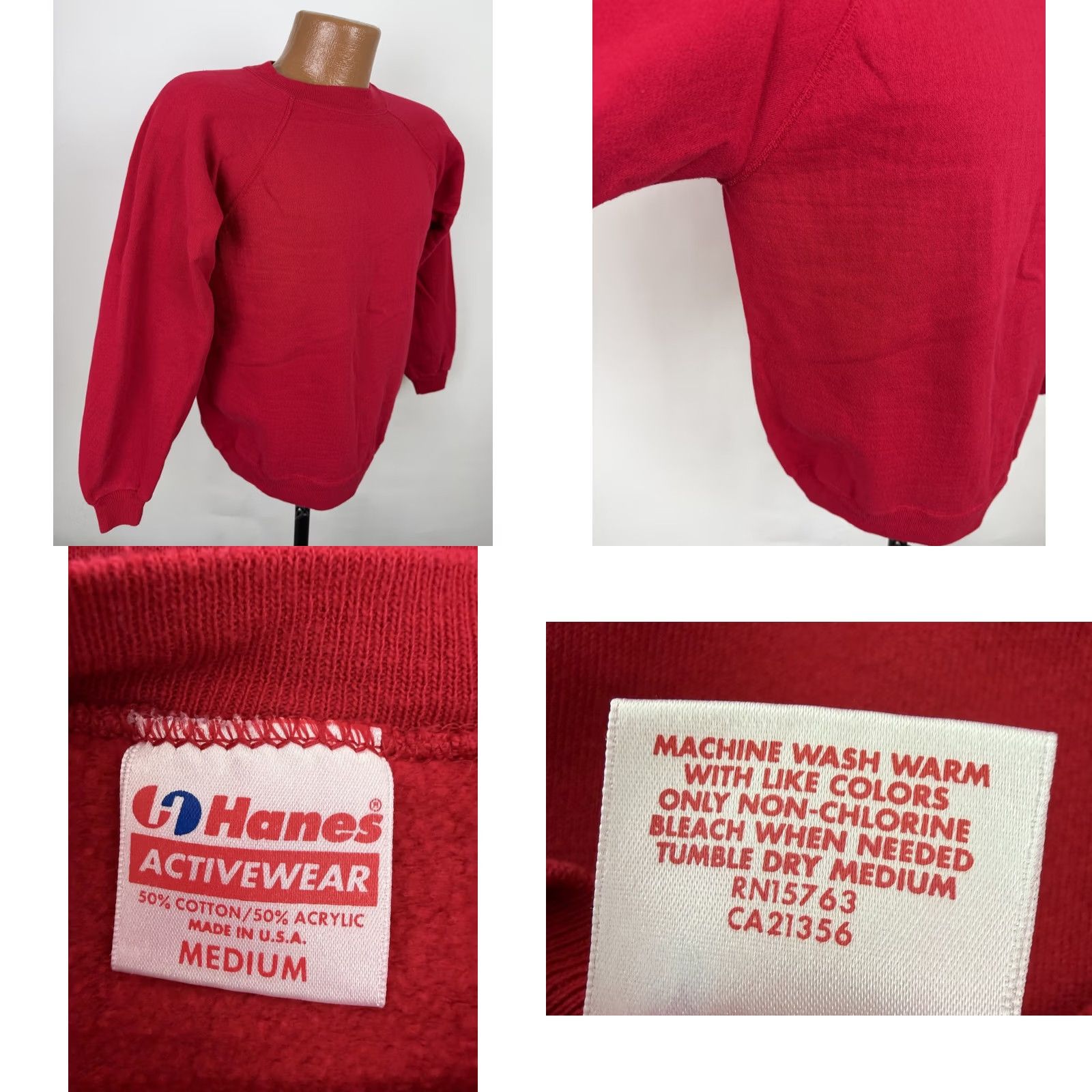 Hanes VINTAGE Hanes Sweatshirt Mens M Red Crewneck Raglan Slim Fit 90s Pullover Size US M / EU 48-50 / 2 - 8 Thumbnail